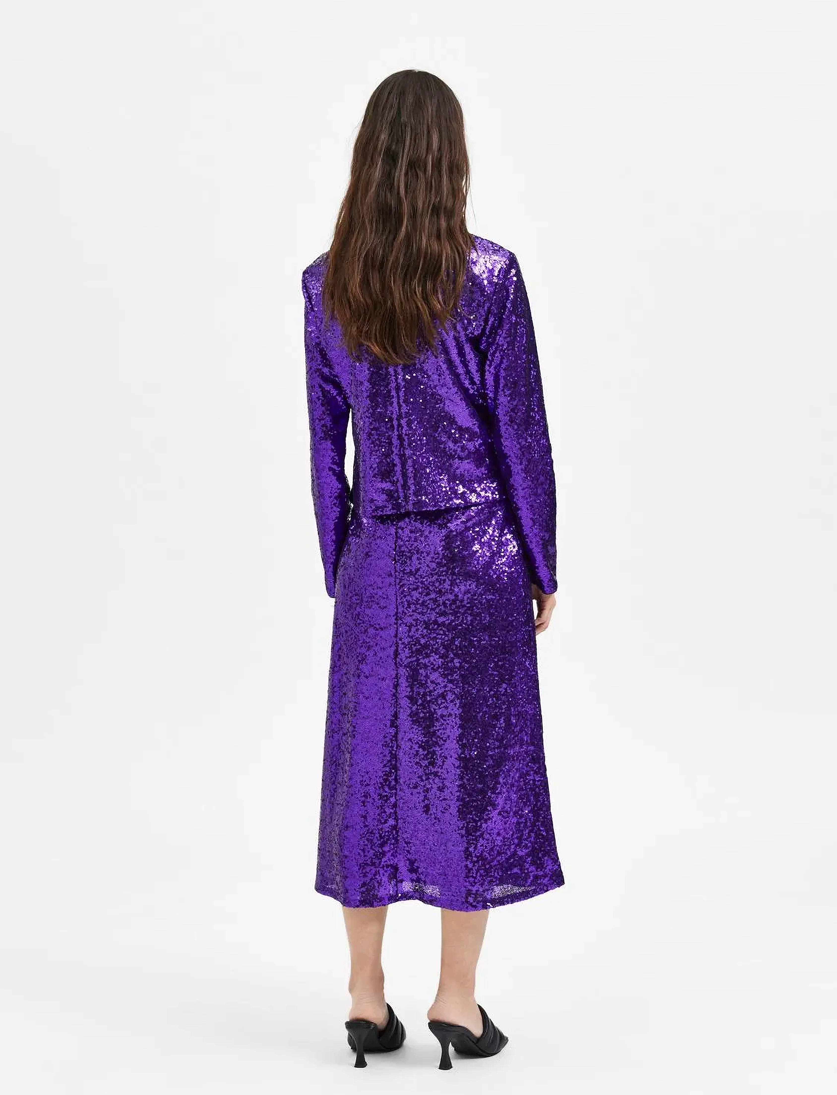 Selected - SLFSOLA LS SEQUINS TOP B - langærmede bluser - acai - 3