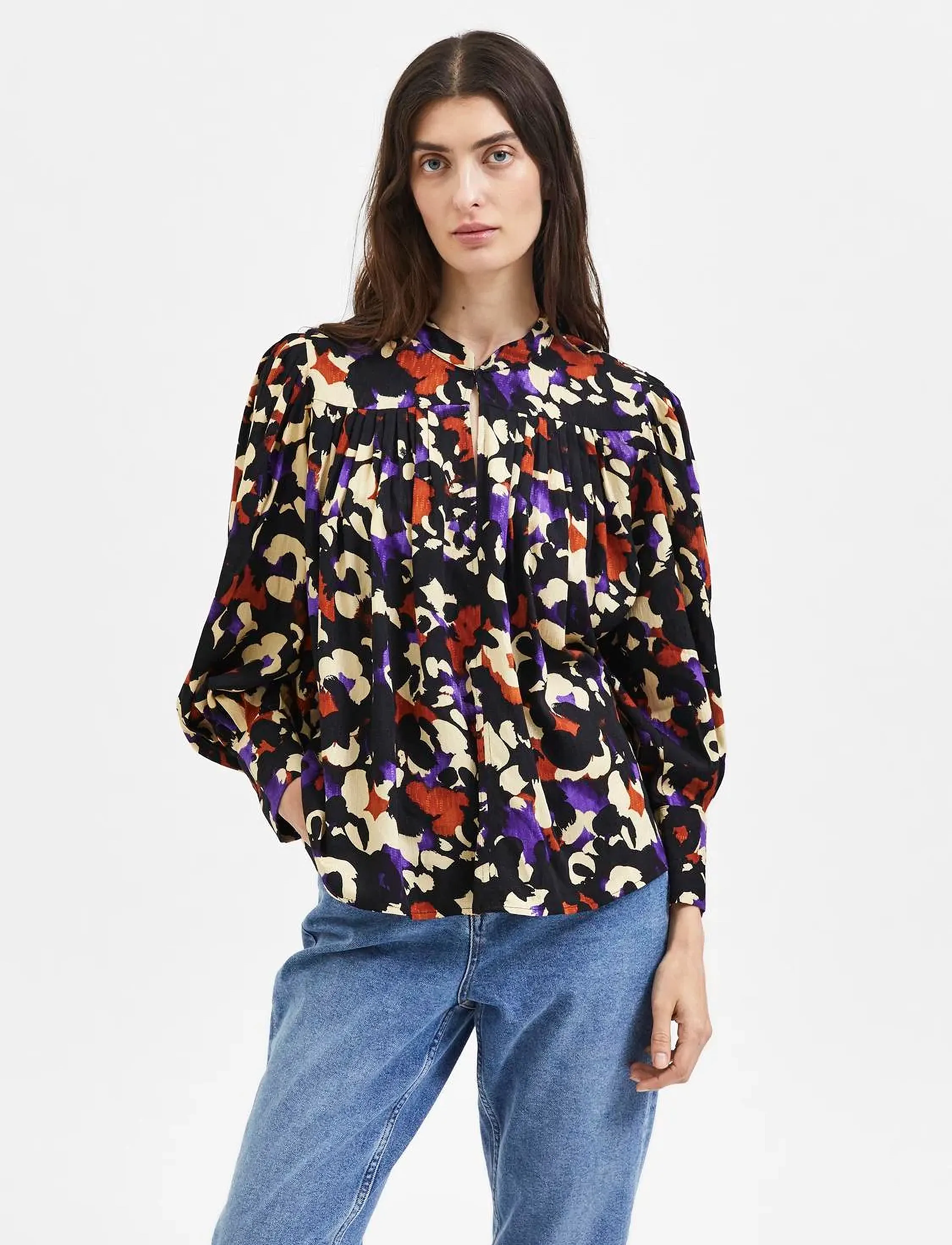 Selected SLFHOLDA LS TOP B - Blusen - BLACK / multi