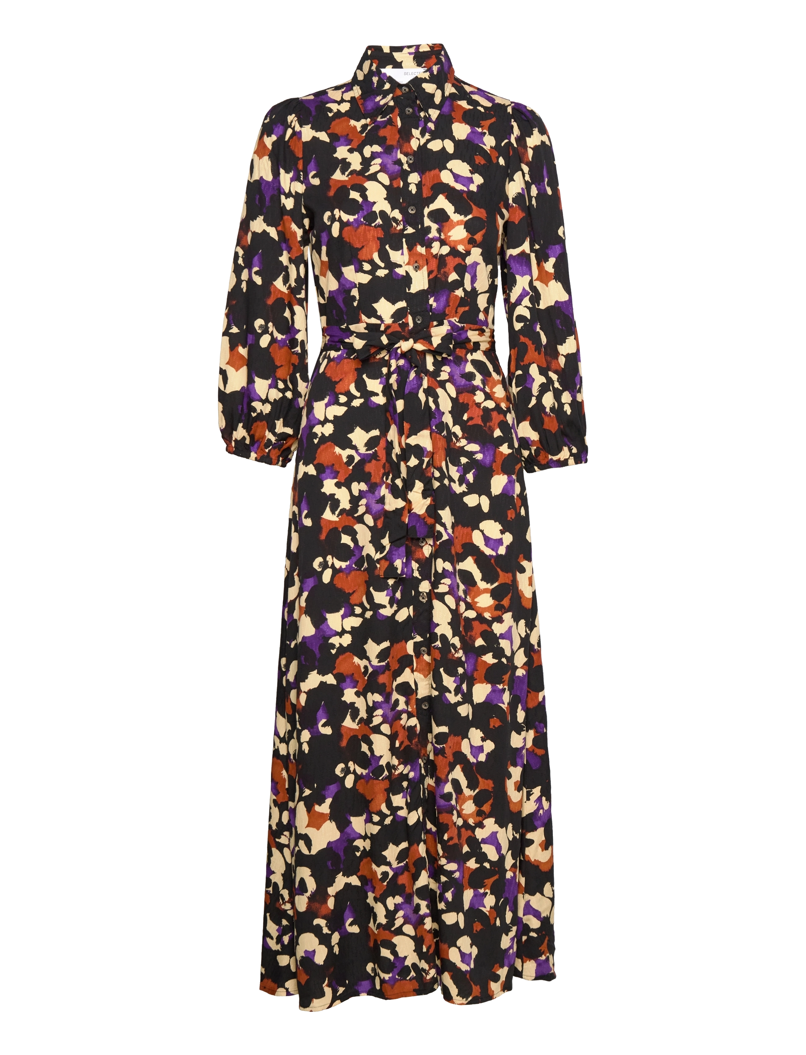 Selected SLFHOLDA 7/8 ANKLE DRESS B - Jurken - BLACK / multi