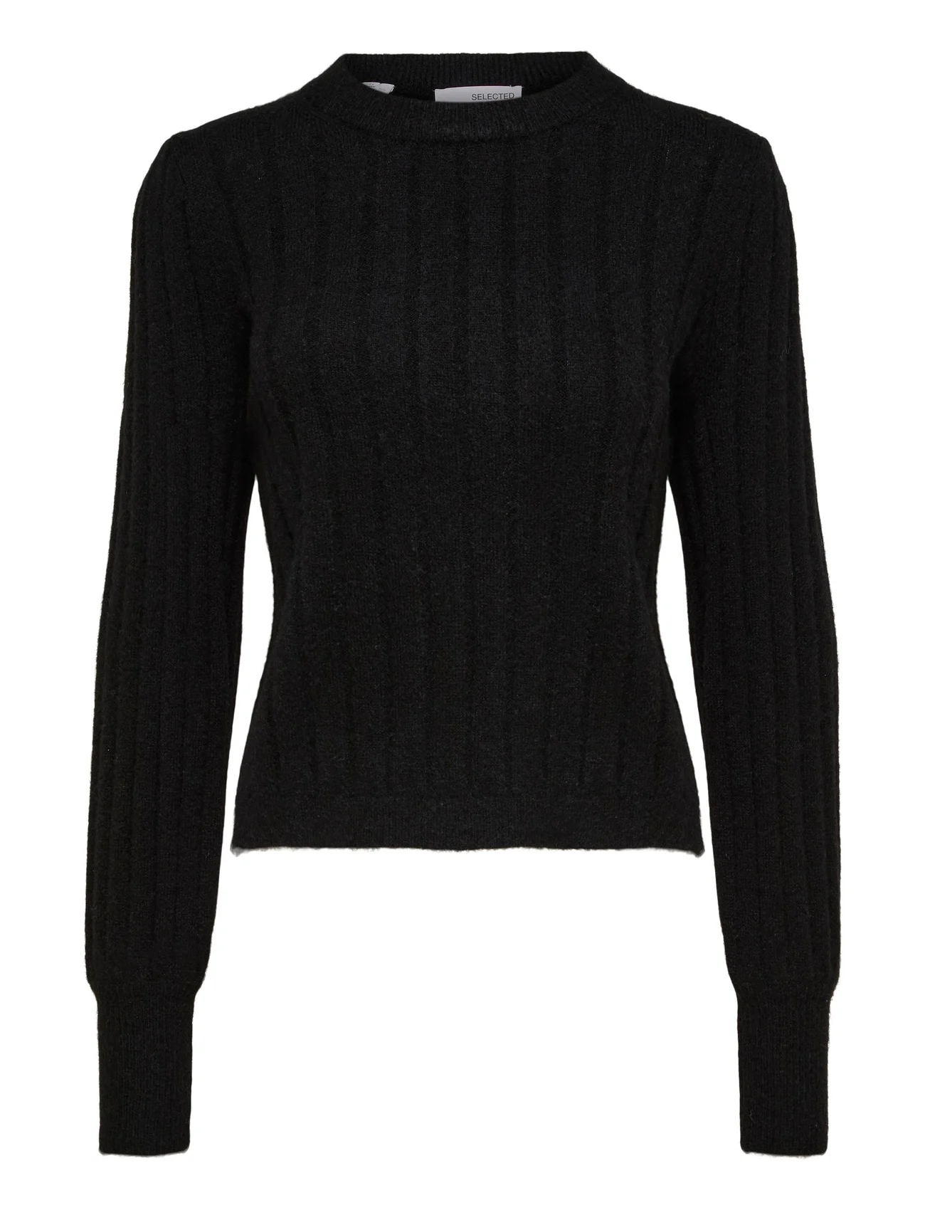 Selected Femme - SLFGLOWIE LS KNIT O-NECK B - pullover - black - 0