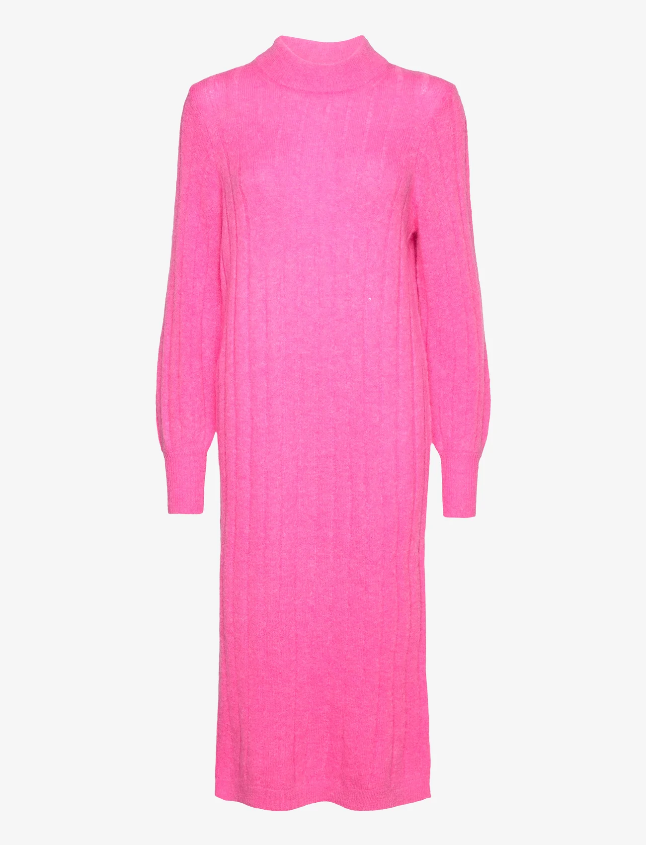 Selected Femme - SLFGLOWIE LS KNIT O-NECK DRESS B - stickade klänningar - phlox pink - 0