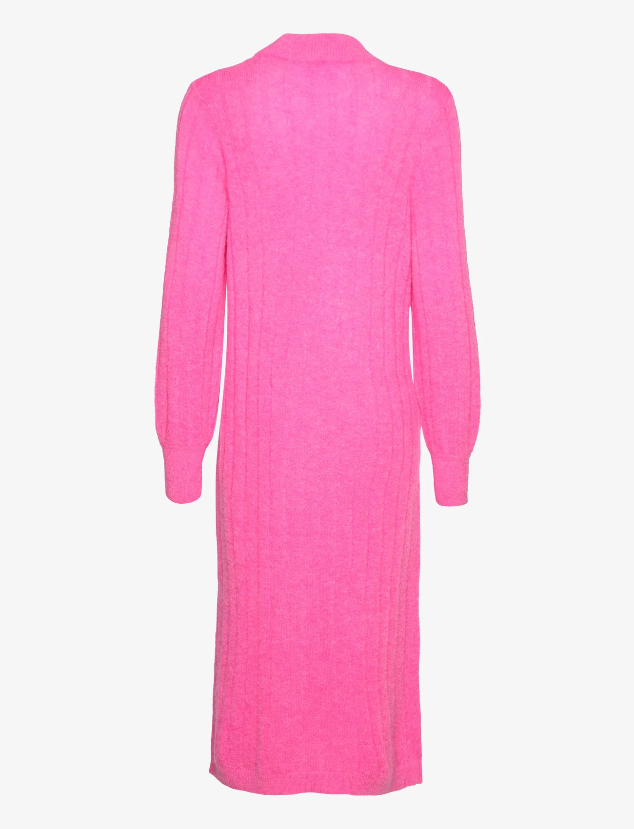 Selected Femme - SLFGLOWIE LS KNIT O-NECK DRESS B - stickade klänningar - phlox pink - 1