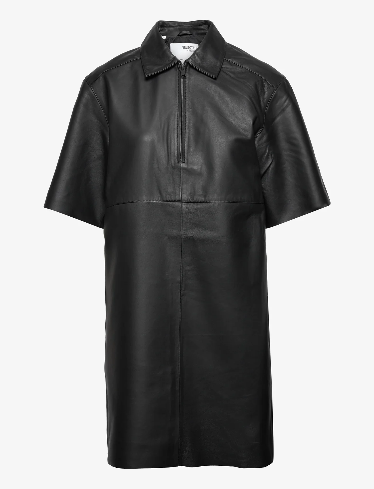Selected Femme - SLFBERTA 2/4 SHORT LEATHER DRESS B - skjortekjoler - black - 0