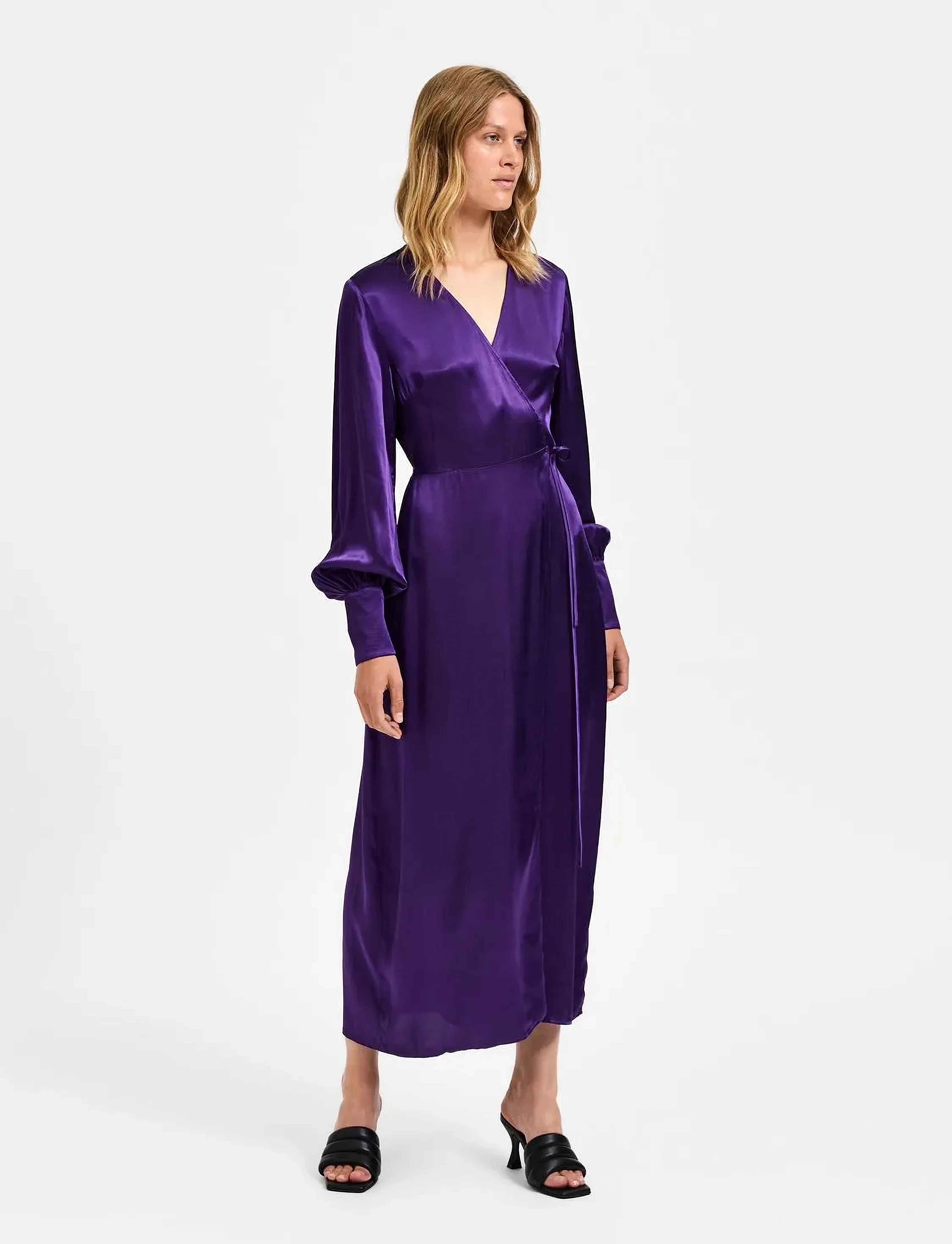 Selected SLFLYRA LS ANKLE WRAP DRESS B - Kjoler - ACAI / purple