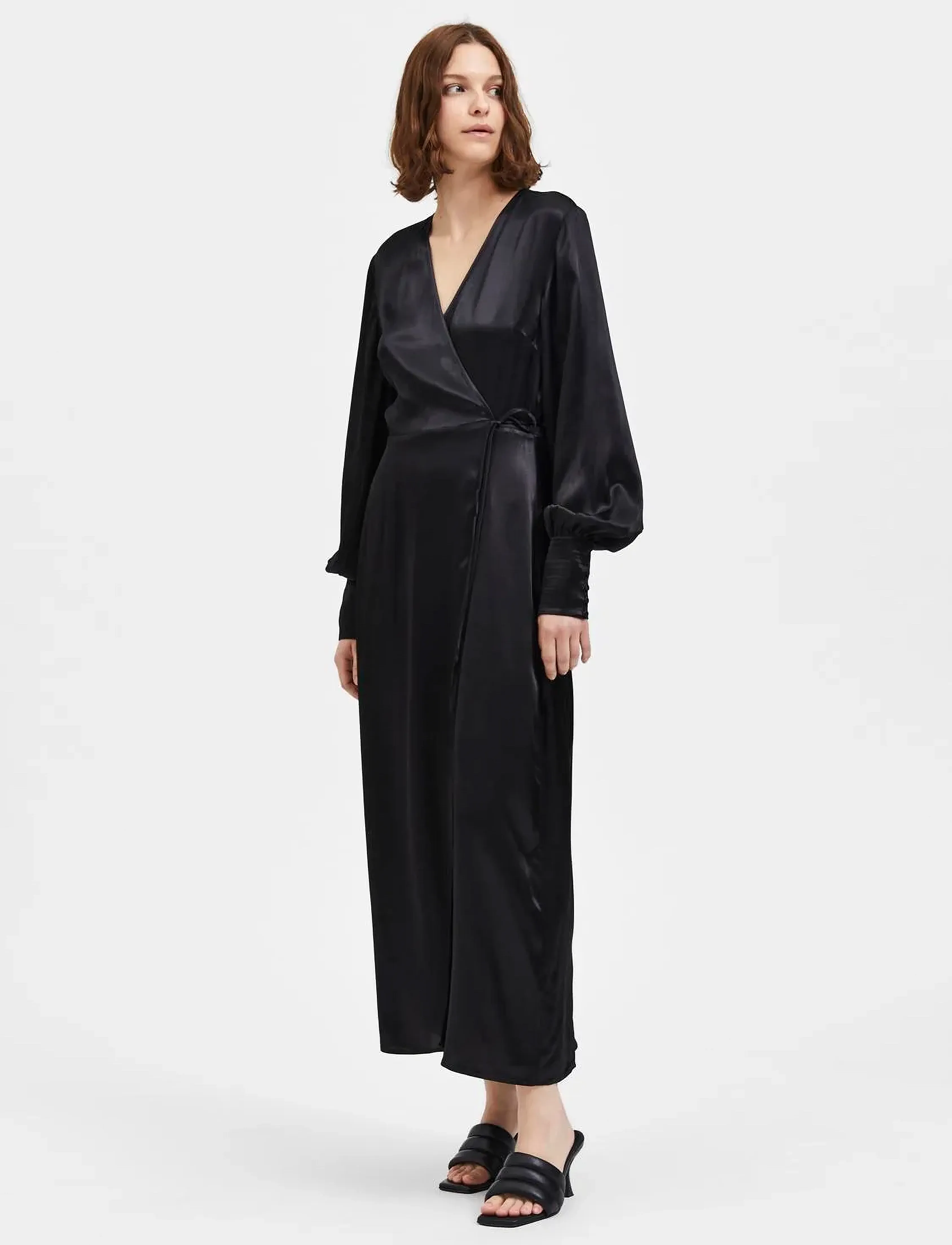 Selected SLFLYRA LS ANKLE WRAP DRESS B - Maksimekot - BLACK / black