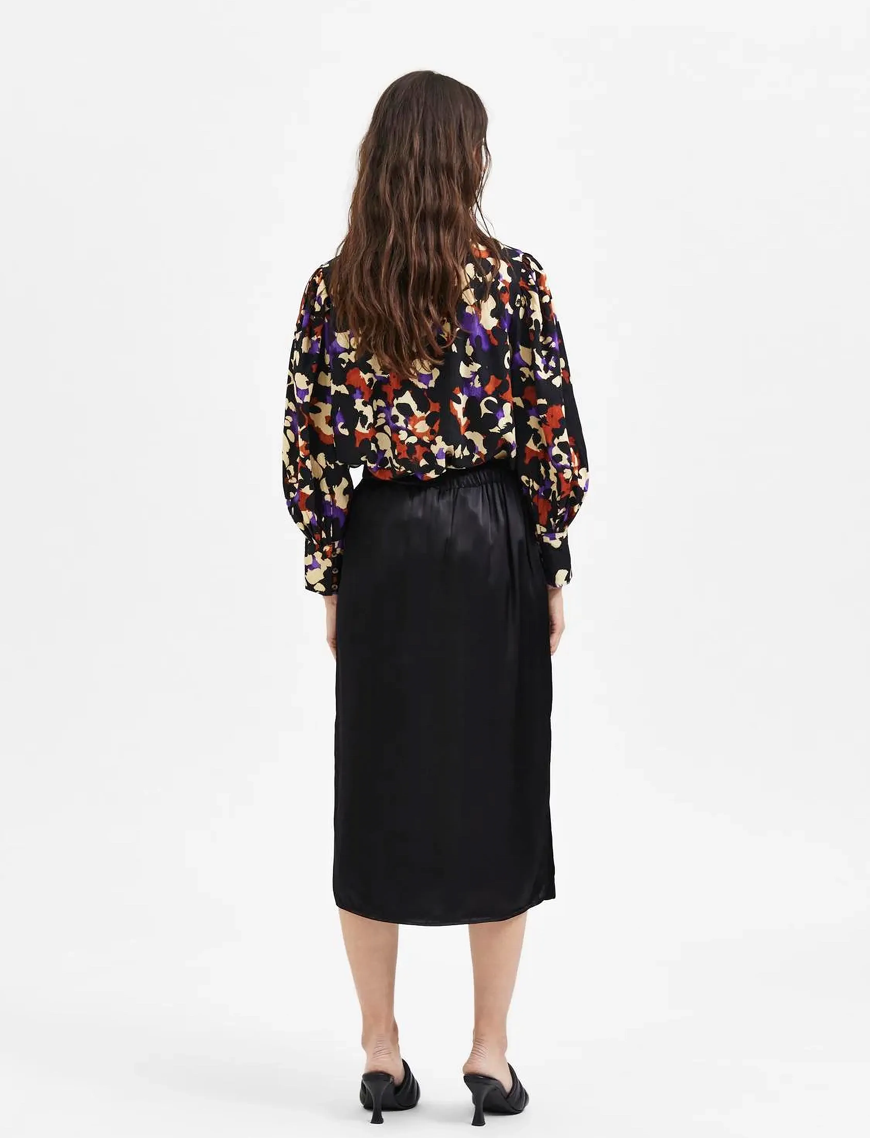 Selected - SLFLYRA MW MIDI SKIRT B - maxi nederdele - black - 5