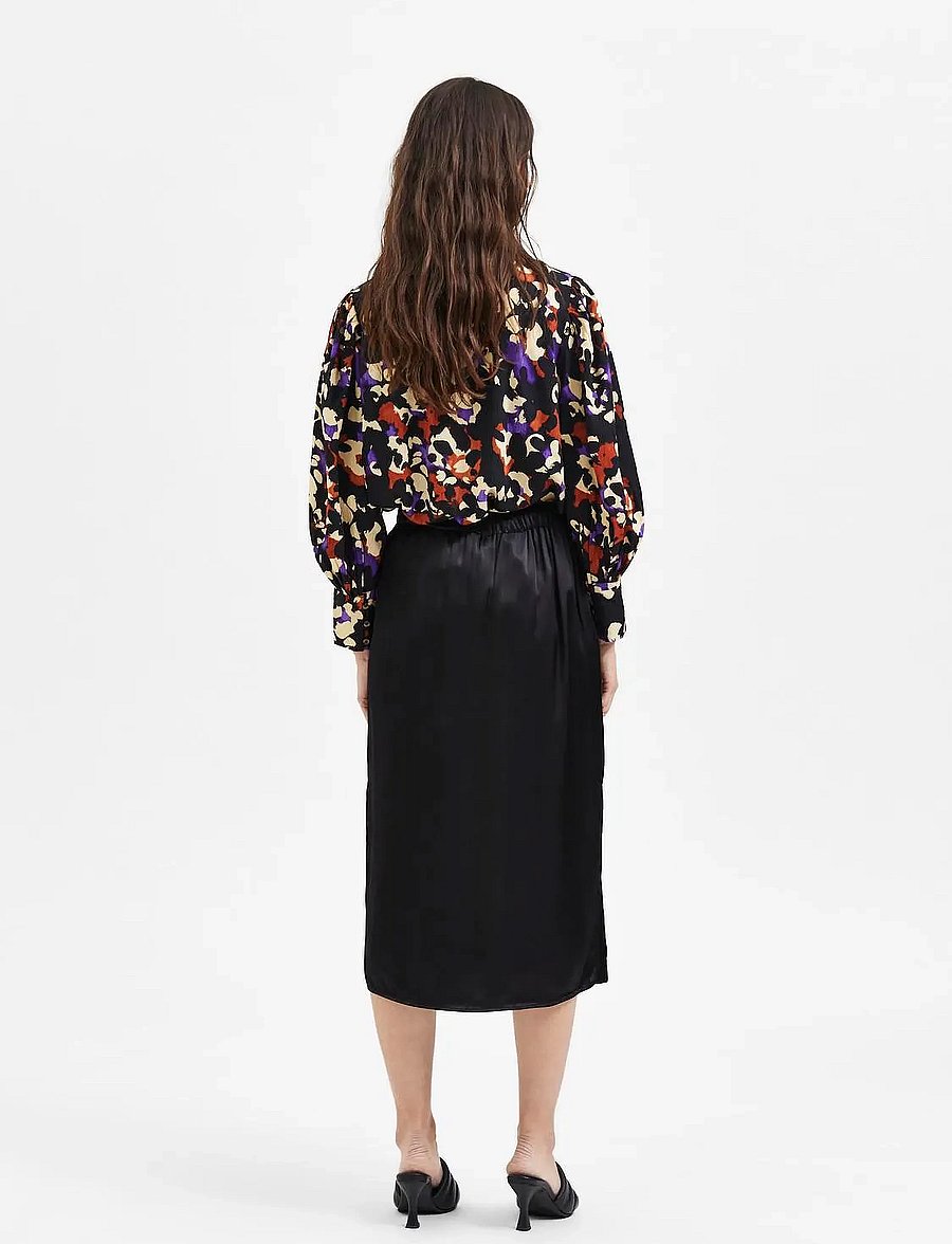 Selected - SLFLYRA MW MIDI SKIRT B - jupes longues - black - 5
