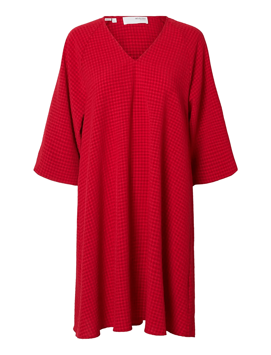 Selected - SLFAMIDA 3/4 SHORT DRESS B - sommerkjoler - equestrian red - 1