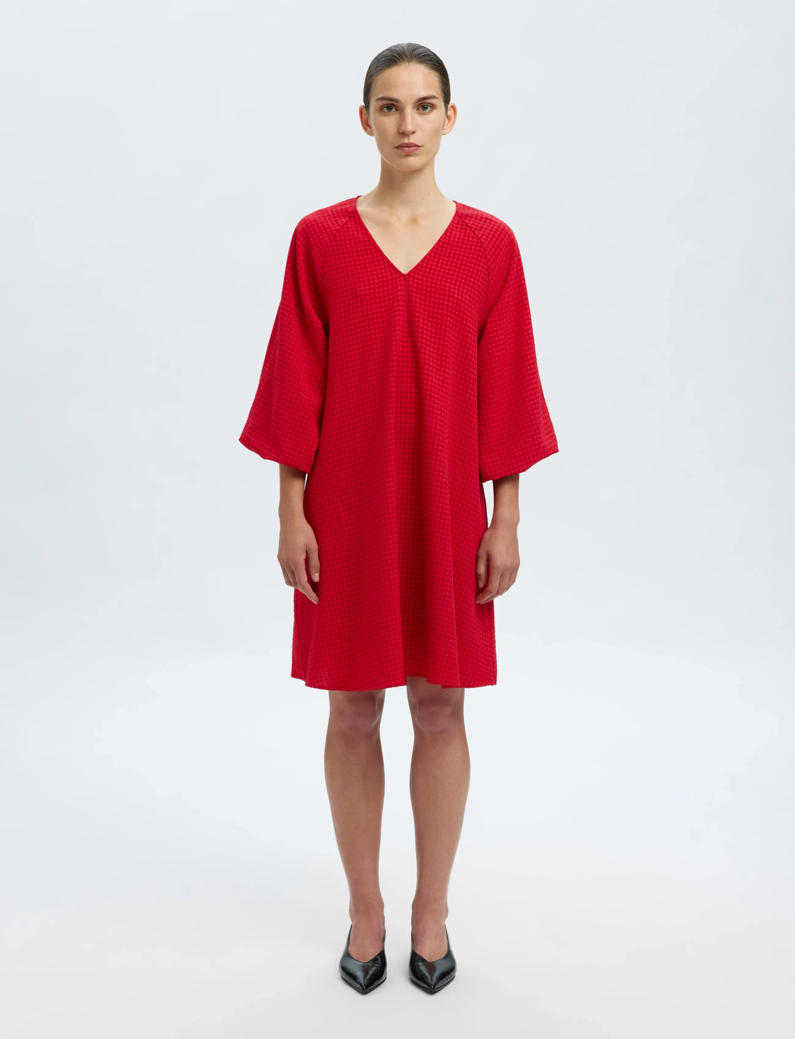 Selected Slfamida 3/4 Short Dress B, 34, Red, Kjoler > Kort Kjole, Dame