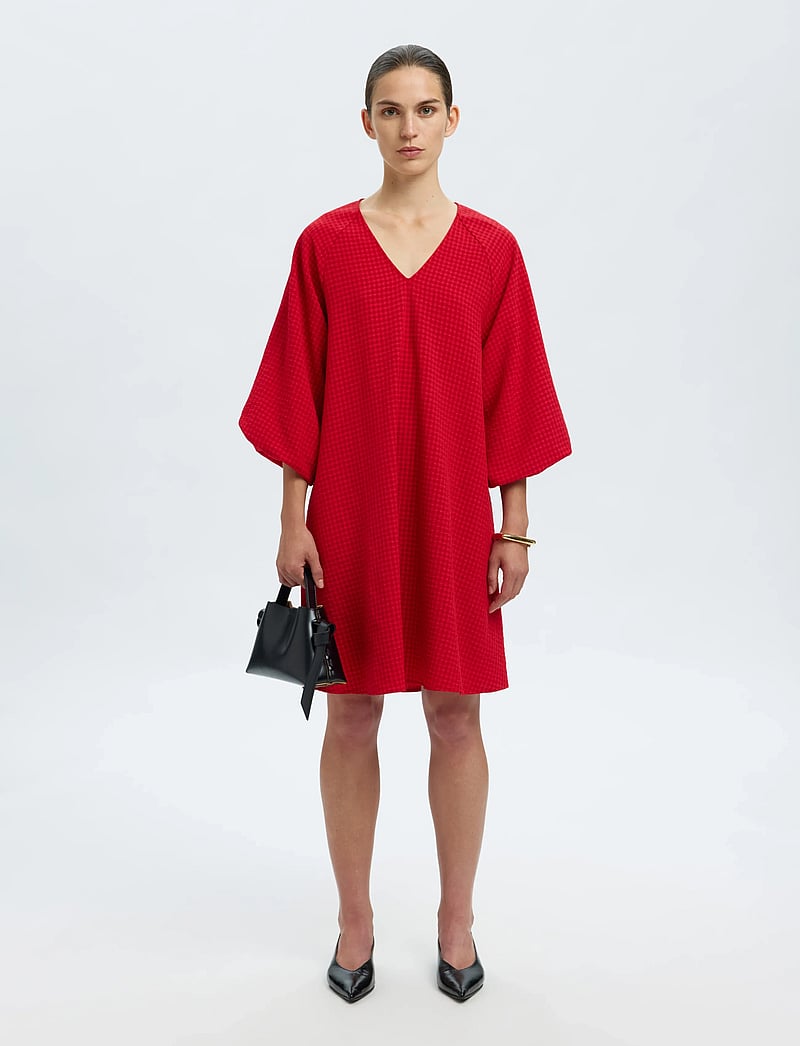 Selected - SLFAMIDA 3/4 SHORT DRESS B - sommerkleider - equestrian red - 3