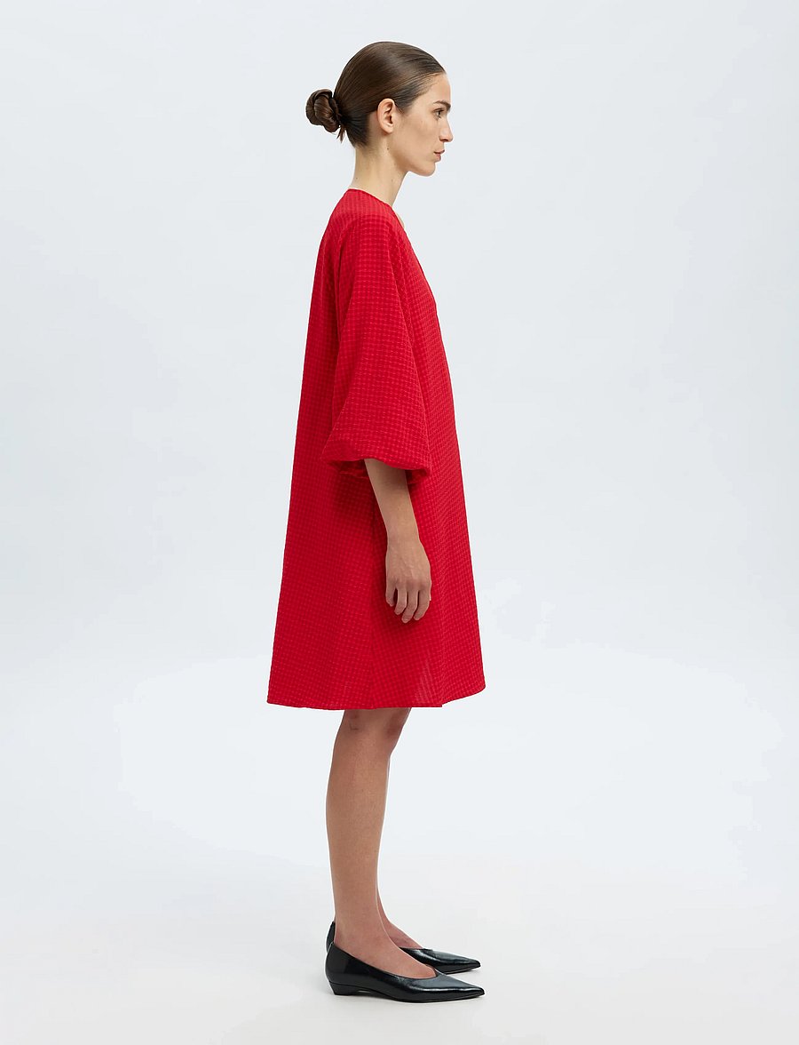 Selected - SLFAMIDA 3/4 SHORT DRESS B - sommerkjoler - equestrian red - 4