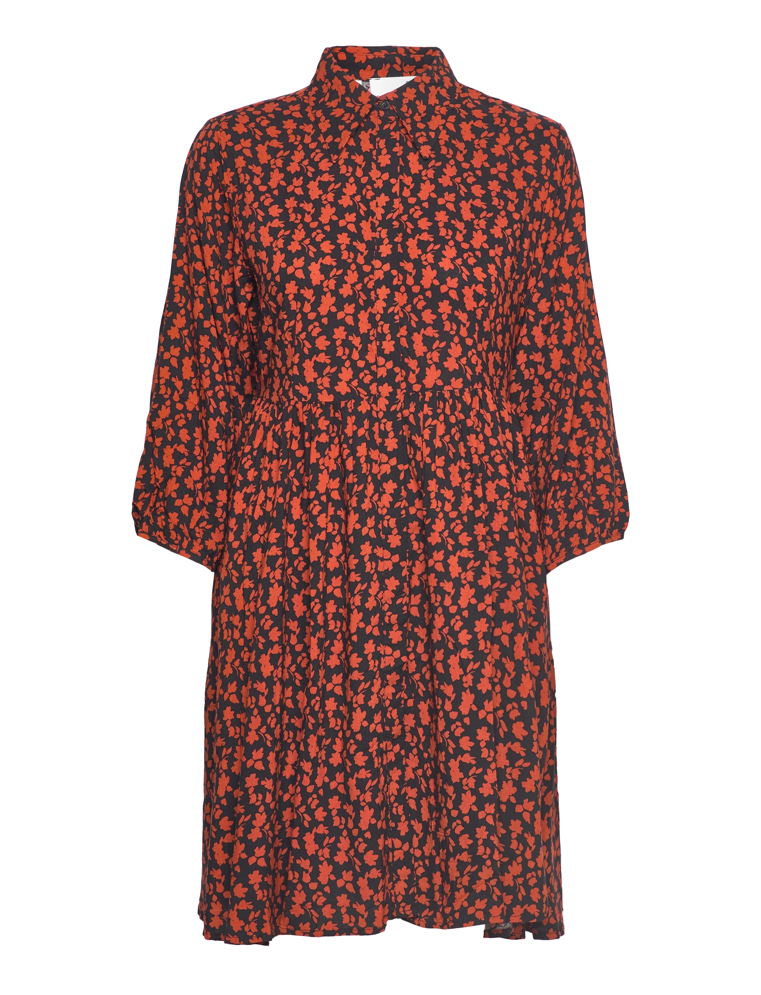 Selected SLFLEIA 3/4 SHORT SHIRT DRESS B - Kläder - CINNAMON STICK / multi