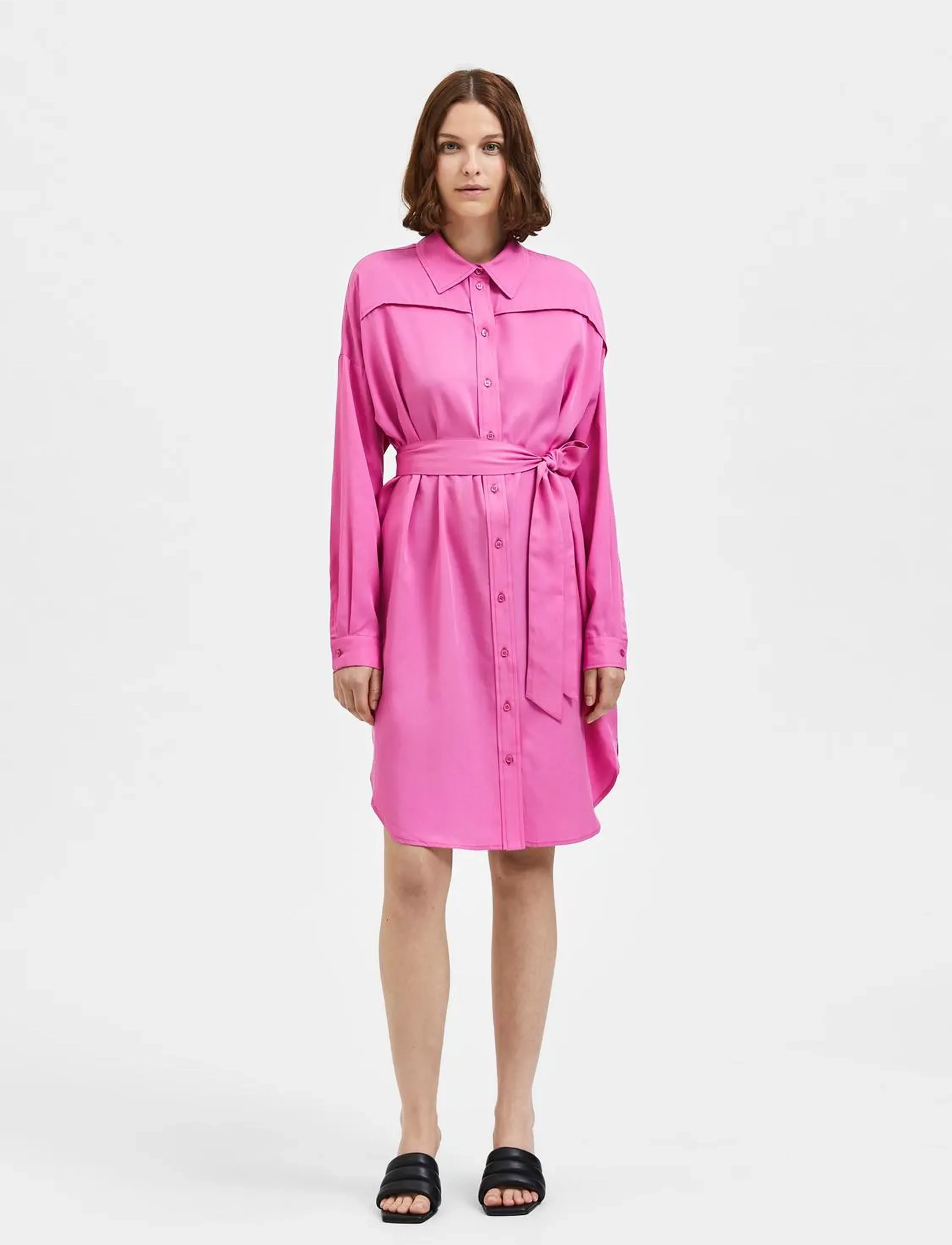 Selected - SLFMERISA-TONIA LS SHORT SHIRT DRESS B - hemdkleider - phlox pink - 5
