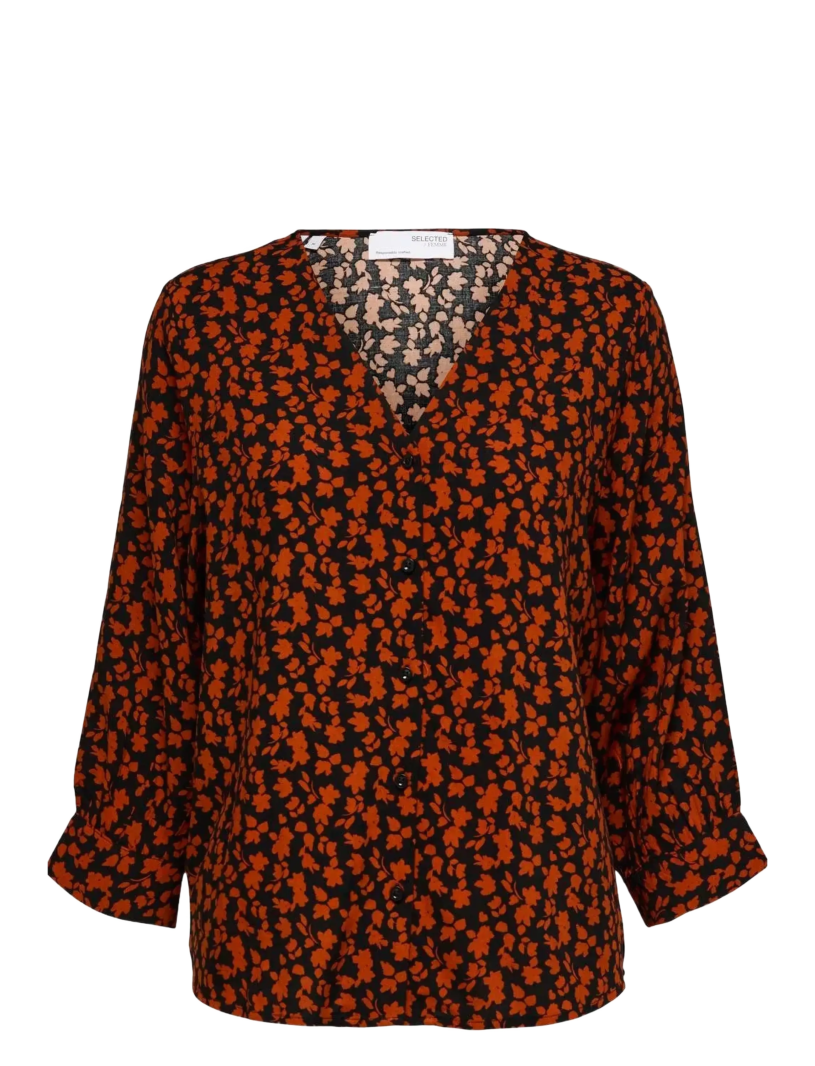 Selected SLFLEIA 3/4 SHIRT B - Blouses - CINNAMON STICK / multi