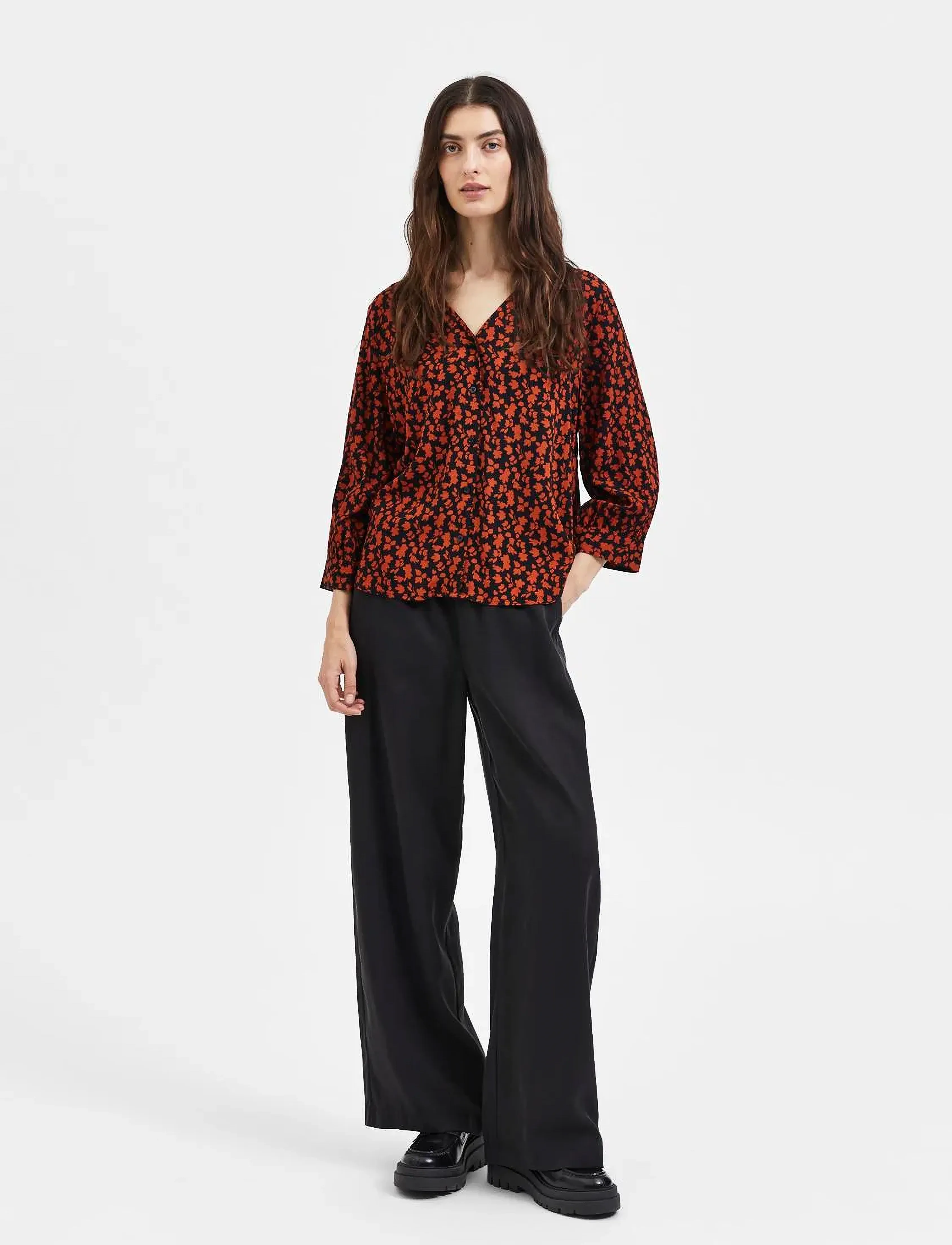Selected - SLFLEIA 3/4 SHIRT B - langærmede bluser - cinnamon stick - 4