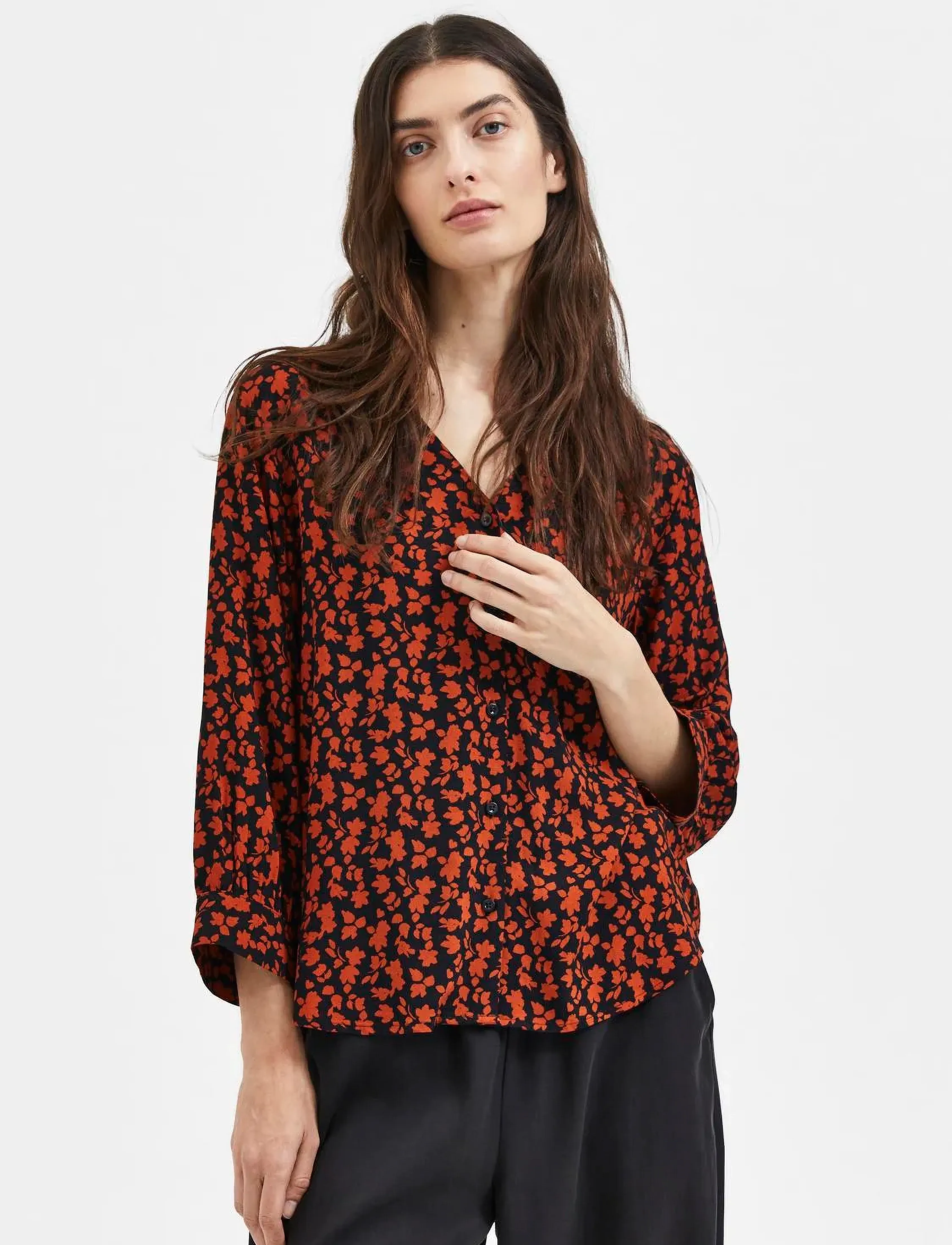 Selected - SLFLEIA 3/4 SHIRT B - langærmede bluser - cinnamon stick - 5