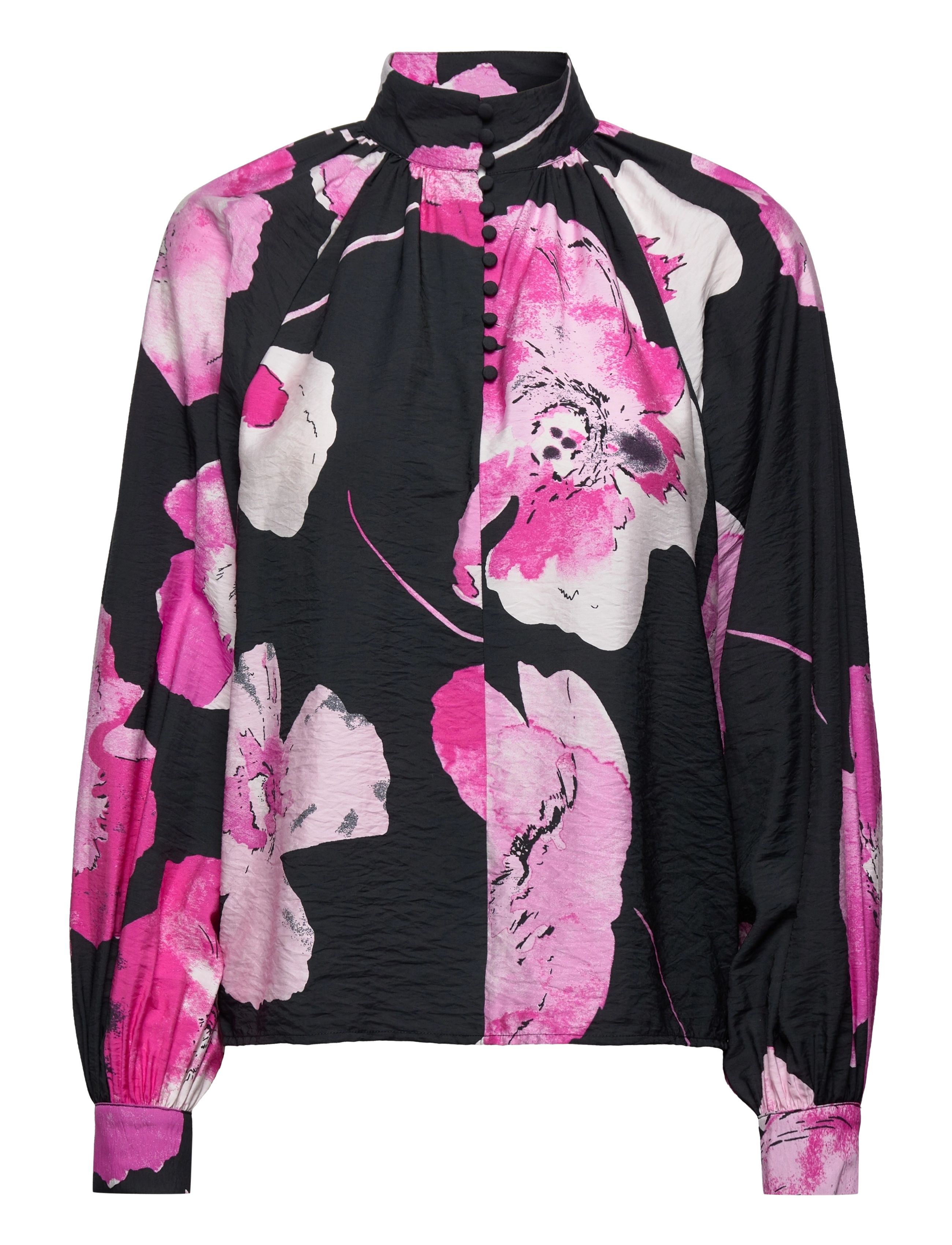 Selected SLFAURA LS BUTTONED TOP B - Bluser - BLACK / multi