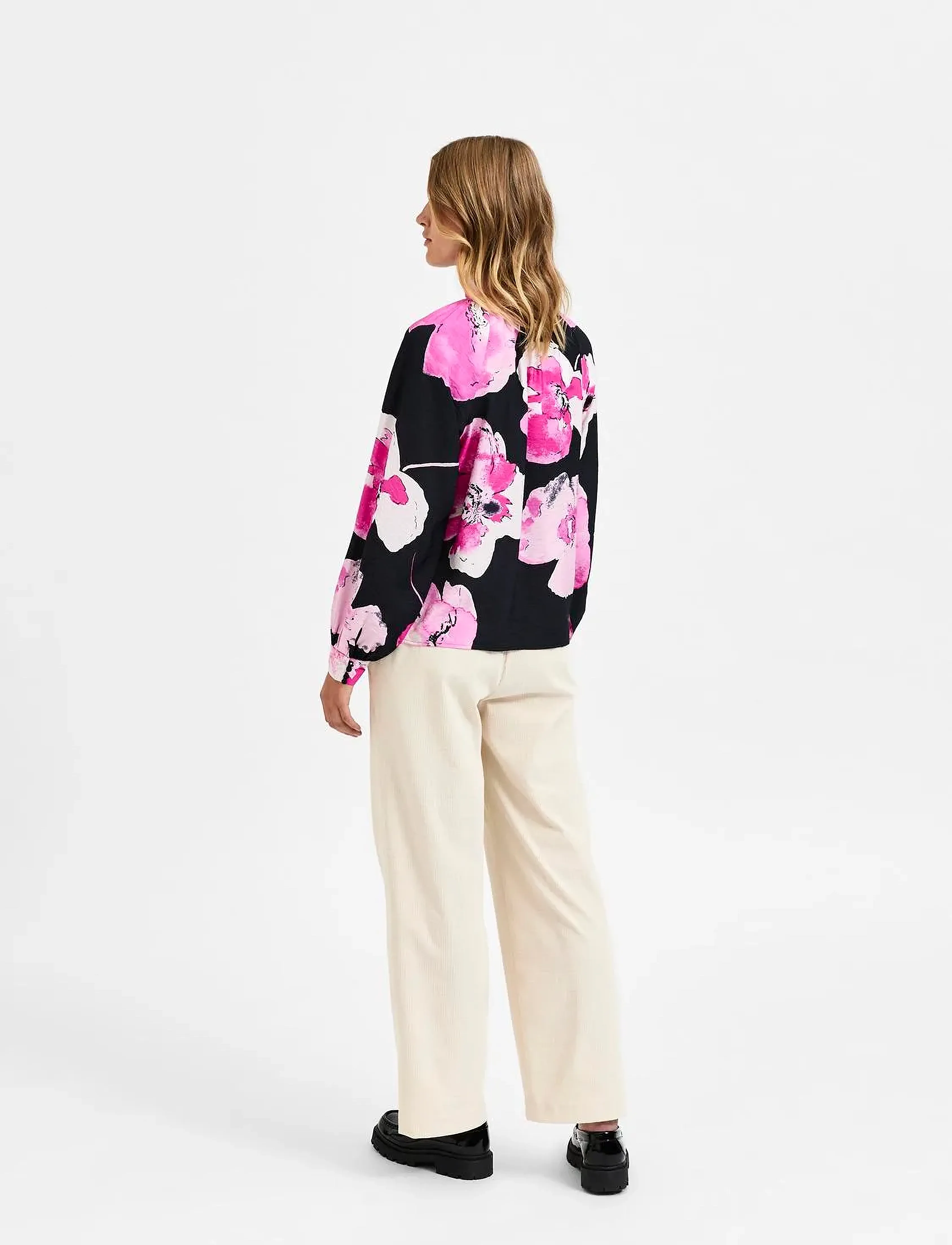 Selected - SLFAURA LS BUTTONED TOP B - langærmede bluser - black - 3