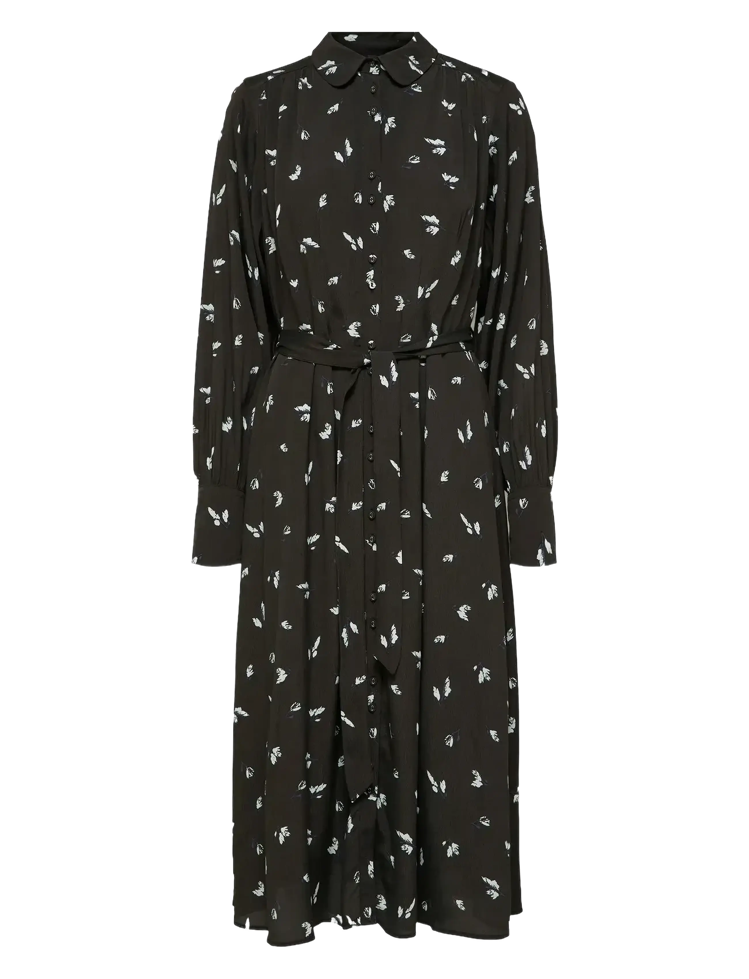 SELECTED Slfwalda Ls Aop Midi Kleid Schwarz - 34 - Damen