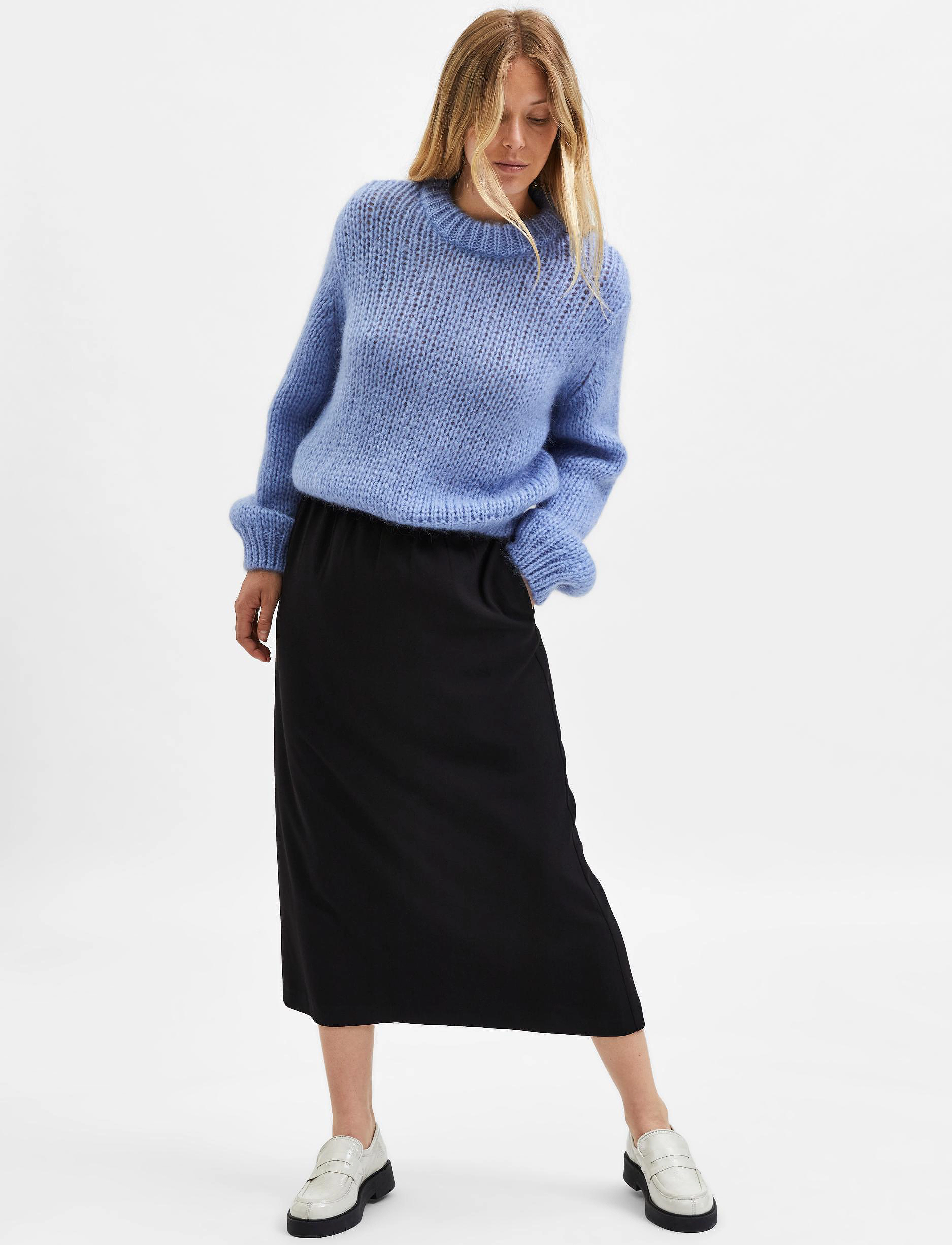 Selected Femme - SLFTINNI-RELAXED MW MIDI SKIRT B NOOS - black - 5