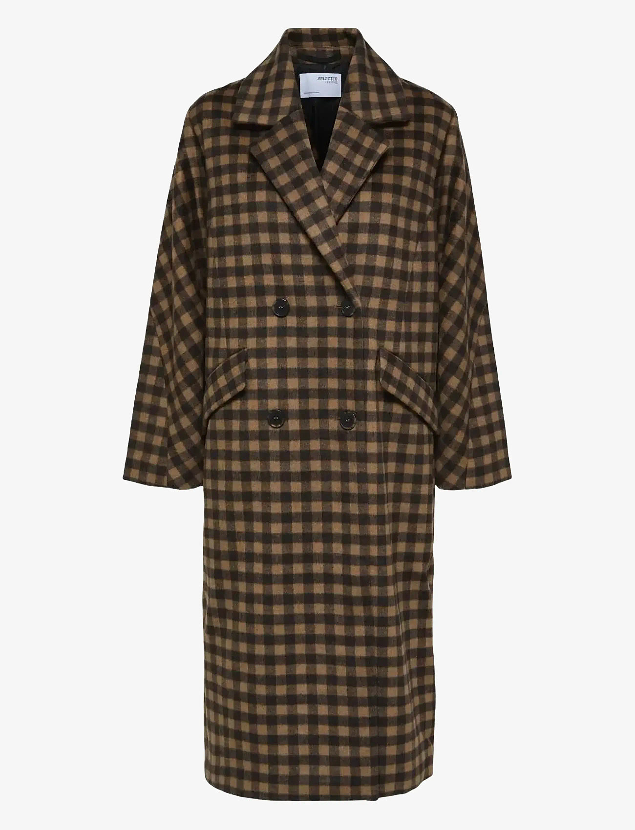 Selected - SLFNEW ELEMENT WOOL COAT B CHECK CURVE - java - 0