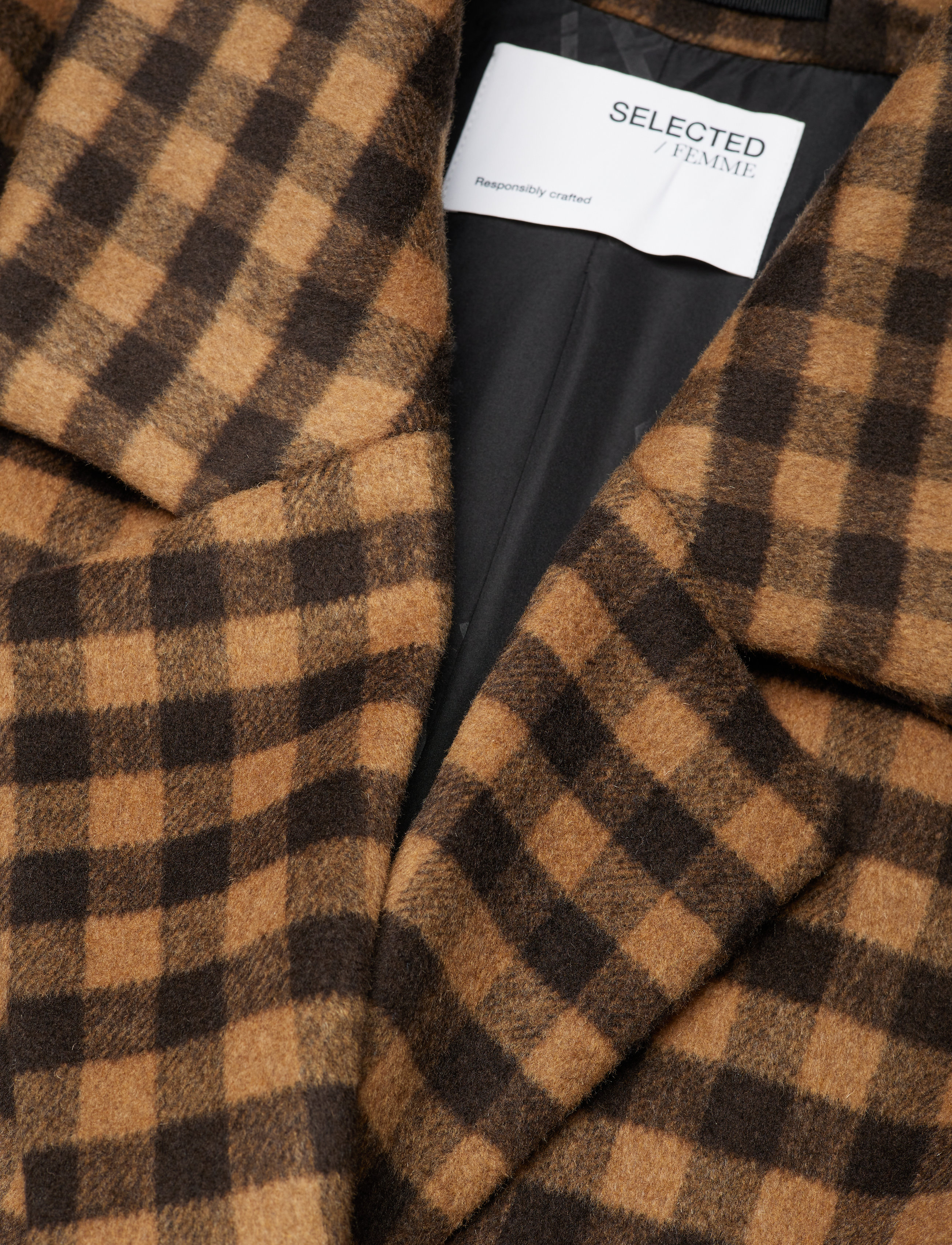 Selected - SLFNEW ELEMENT WOOL COAT B CHECK CURVE - java - 1