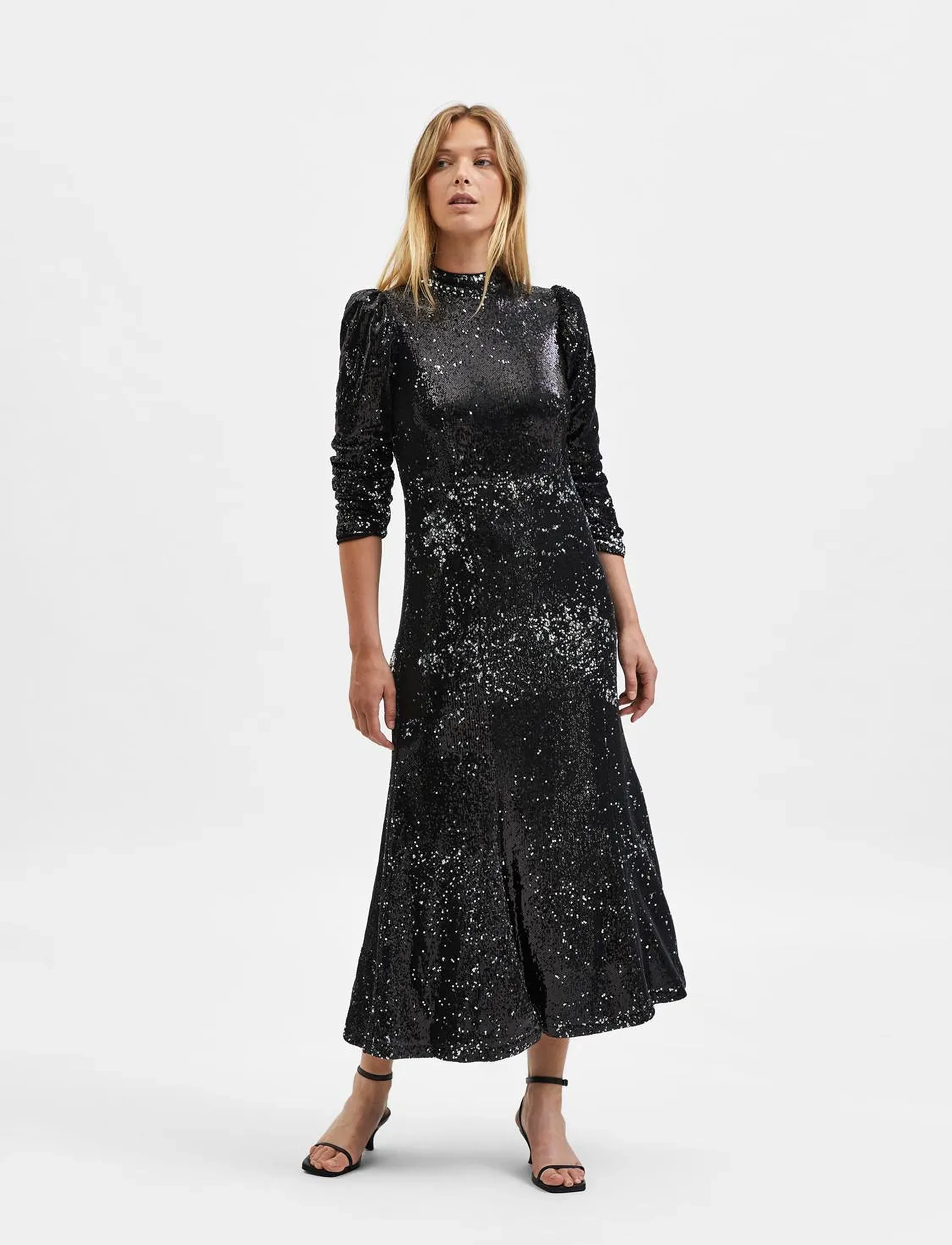 Selected - SLFMILEY  3/4 ANKLE DRESS B - festmode zu outlet-preisen - black - 4