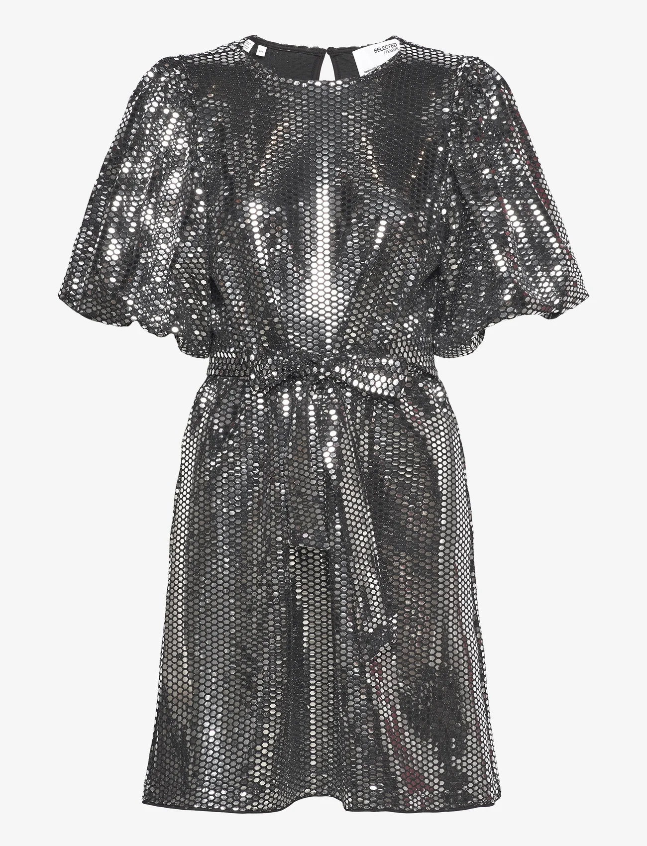 Selected Femme - SLFSANDY 3/4 SHORT O-NECK DRESS B - festklær til outlet-priser - black - 0