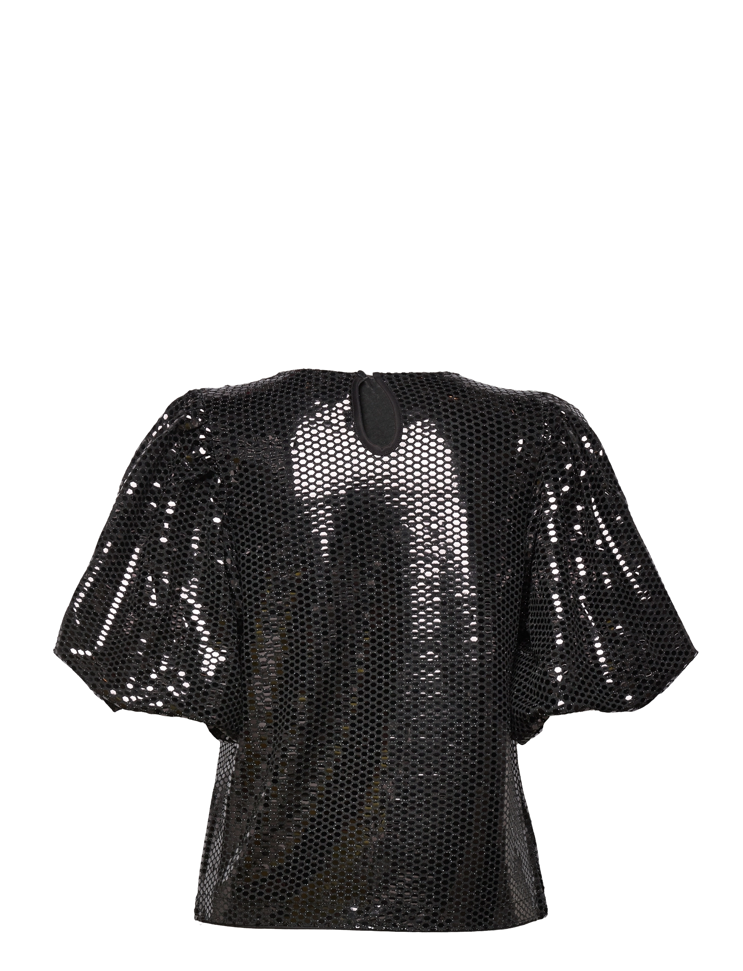 Selected - SLFSANDY 2/4 O-NECK TOP B - kortærmede bluser - black - 2