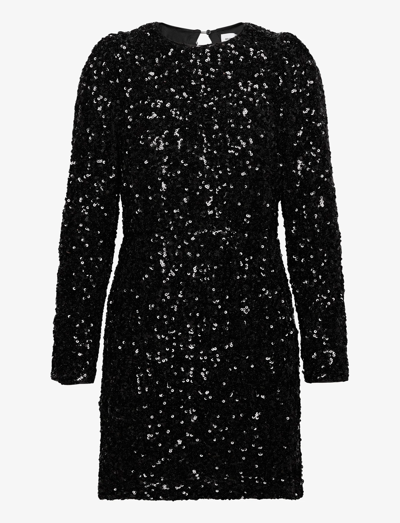 Selected Femme - SLFCOLYN LS SHORT SEQUINS DRESS B - juhlamuotia outlet-hintaan - black - 0