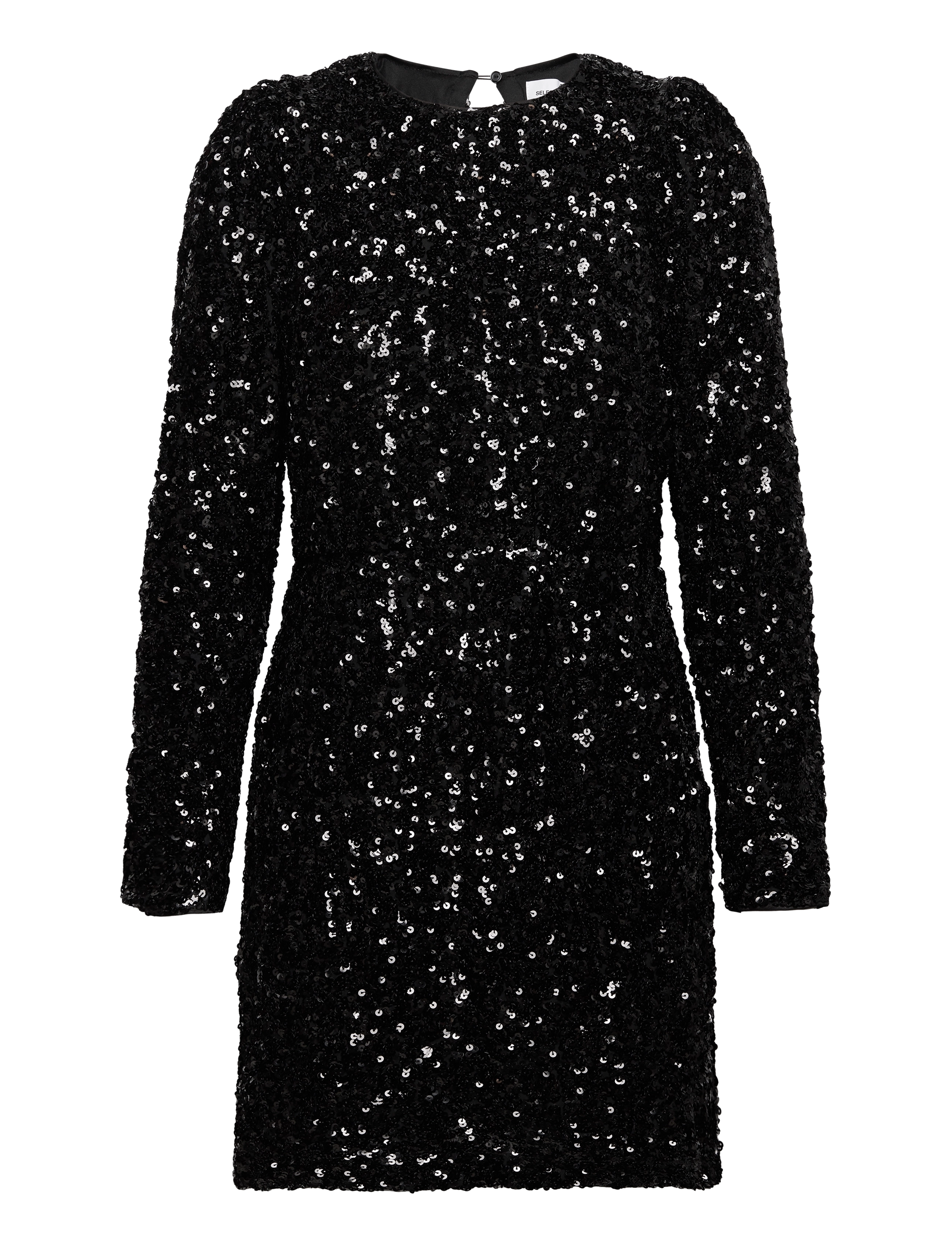 Selected SLFCOLYN LS SHORT SEQUINS DRESS B - Kleidid - BLACK / black
