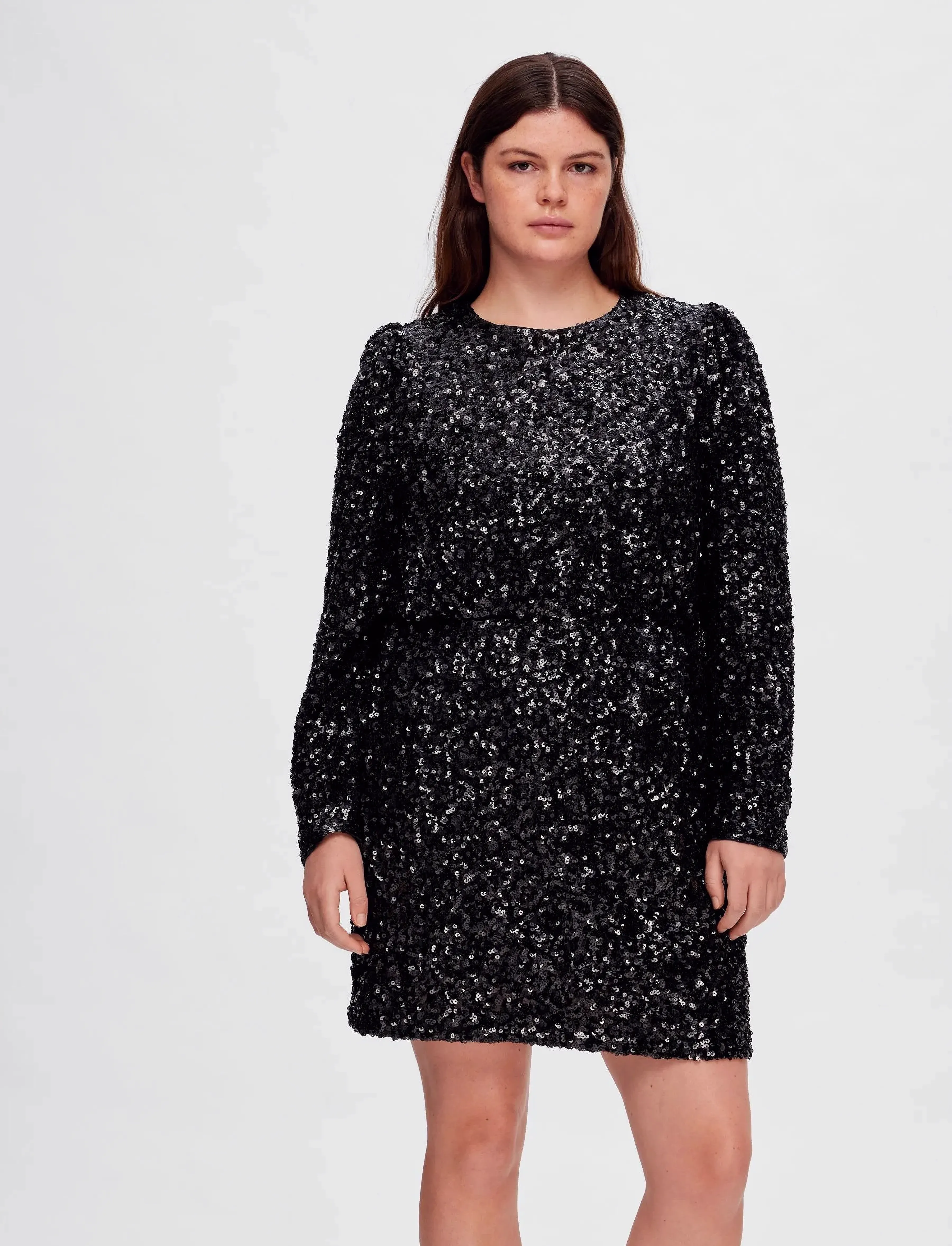 Selected - SLFCOLYN LS SHORT SEQUINS DRESS B - pailletkjoler - black - 2