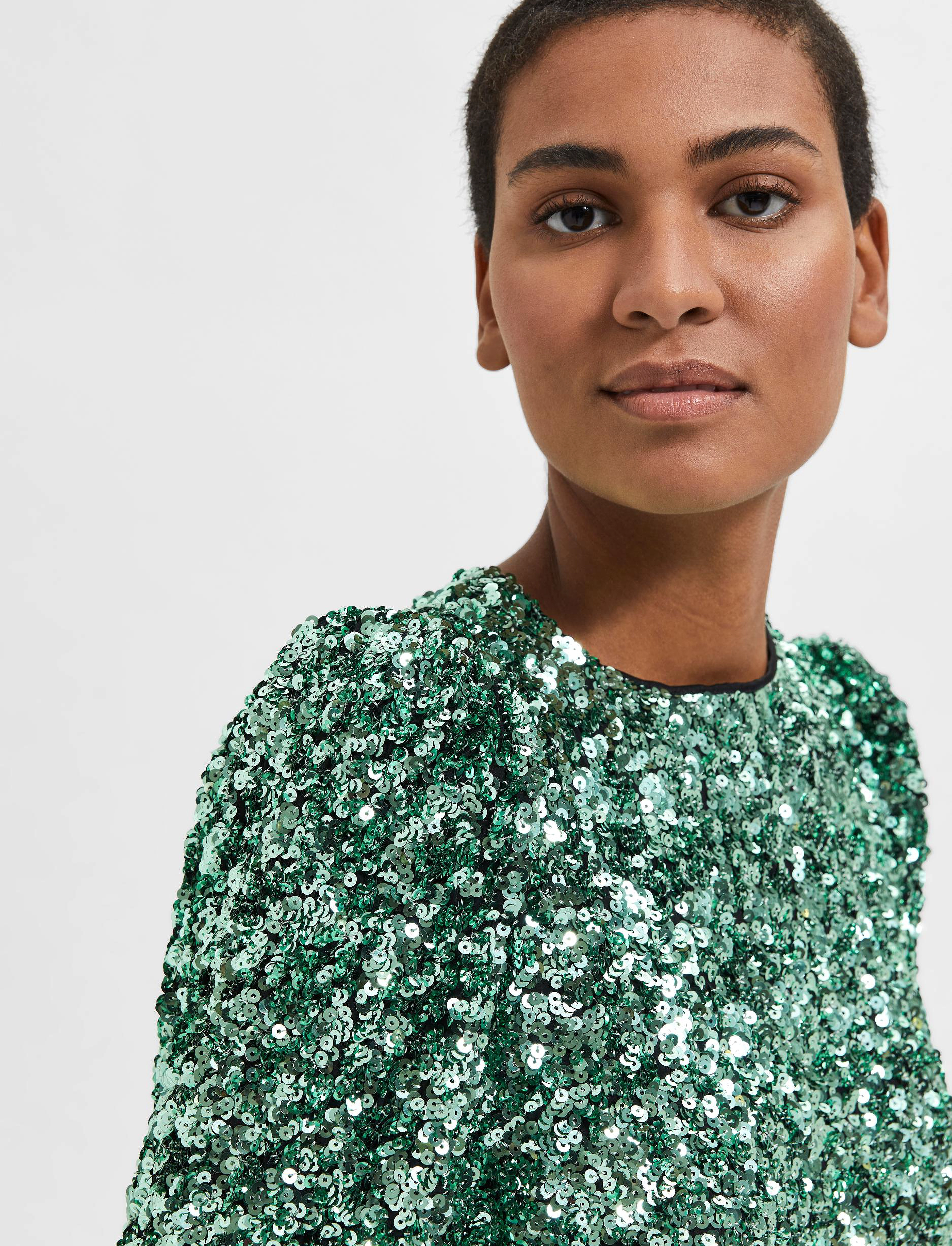 Selected - SLFCOLYN LS SHORT SEQUINS DRESS B - pailletkjoler - loden frost - 5