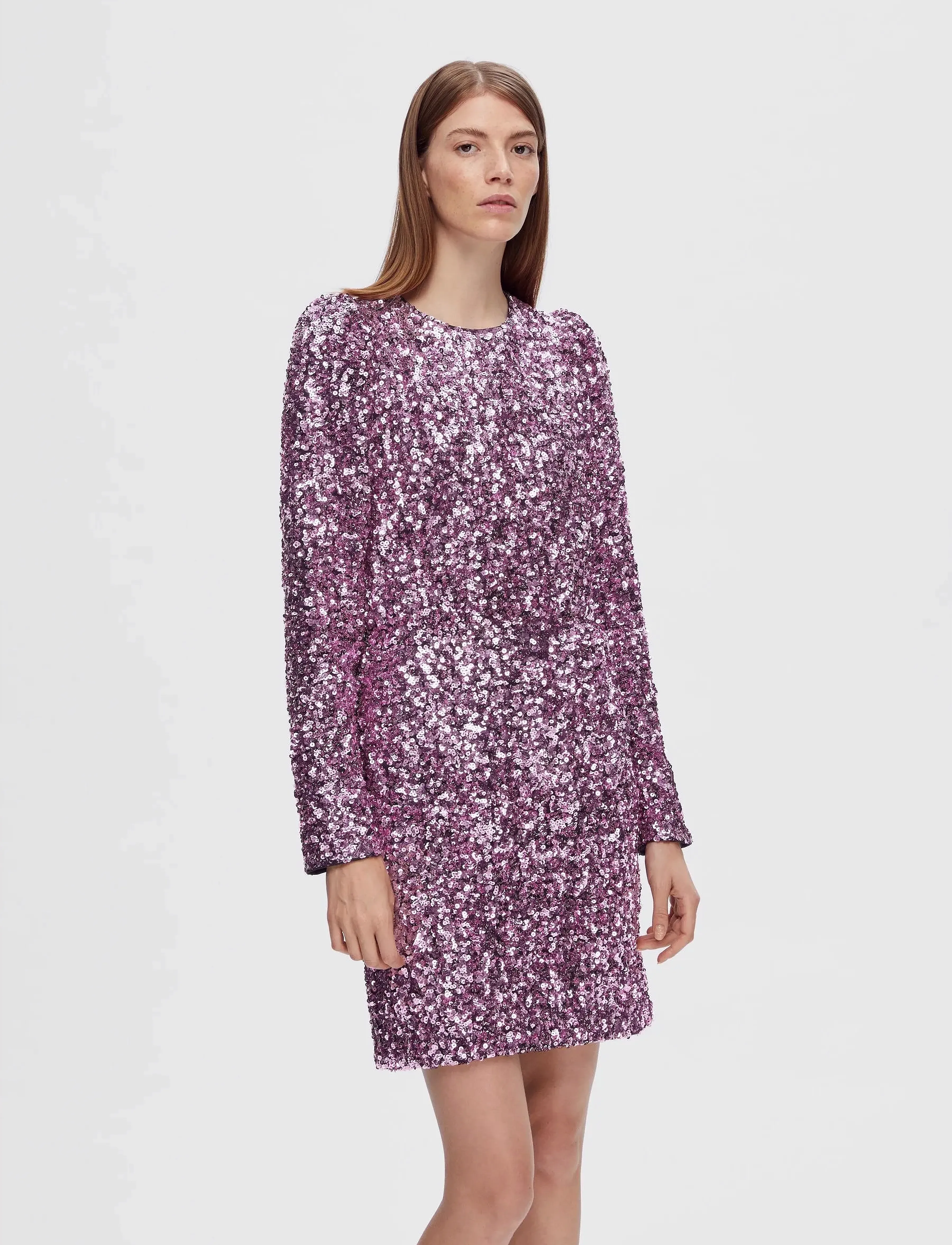 Selected - SLFCOLYN LS SHORT SEQUINS DRESS B - pailletkjoler - pink lavender - 2
