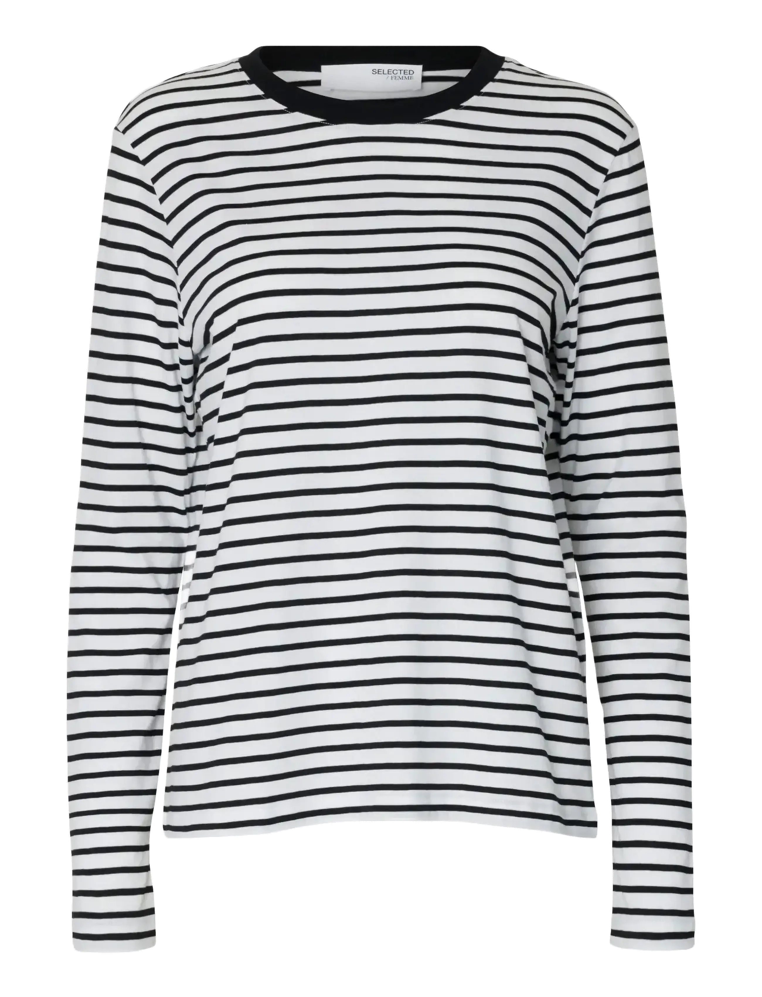 Selected SLWESSENTIAL LS STRIPED O-NECK TEE NOOS - Transitional Layering - BLACK / black