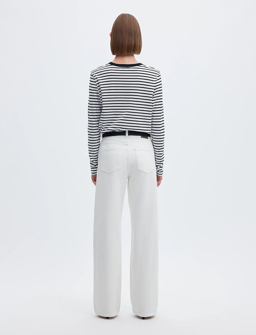 Selected - SLWESSENTIAL LS STRIPED O-NECK TEE NOOS - långärmade toppar - black - 2
