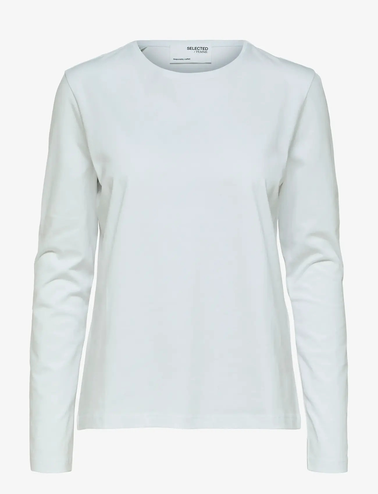 Selected - SLFESSENTIAL LS O-NECK TEE NOOS - long-sleeved tops - bright white - 1