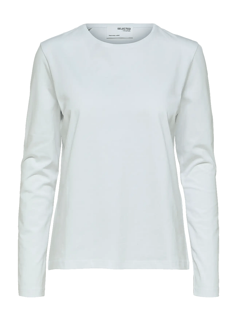 Selected - SLFESSENTIAL LS O-NECK TEE NOOS - långärmade toppar - bright white - 1