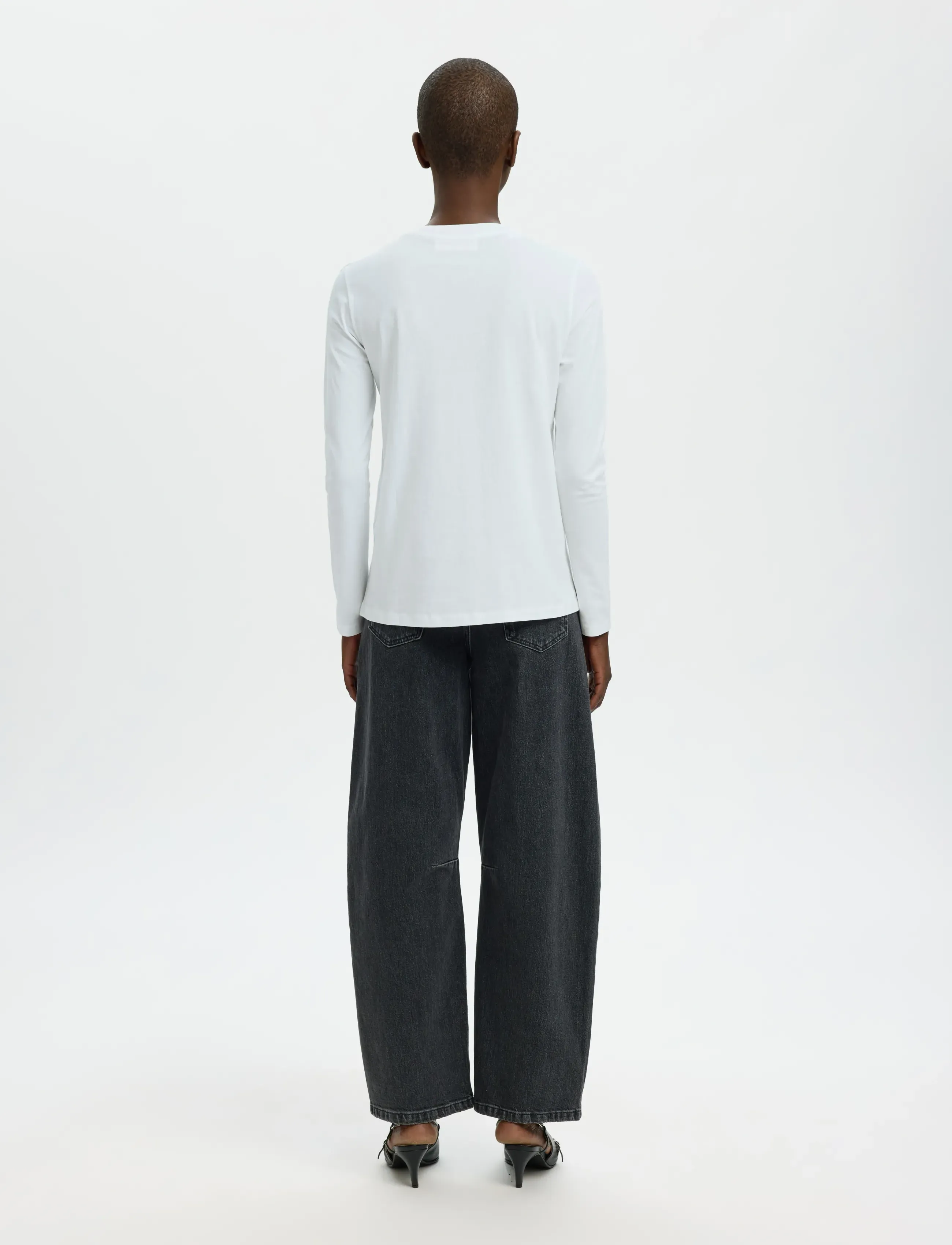 Selected - SLFESSENTIAL LS O-NECK TEE NOOS - bright white - 2