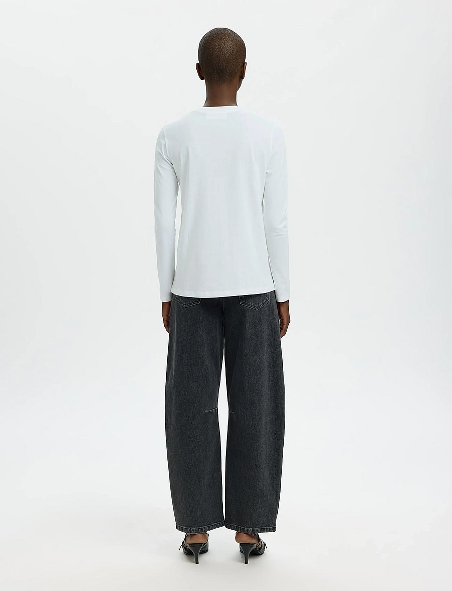 Selected - SLFESSENTIAL LS O-NECK TEE NOOS - långärmade toppar - bright white - 2