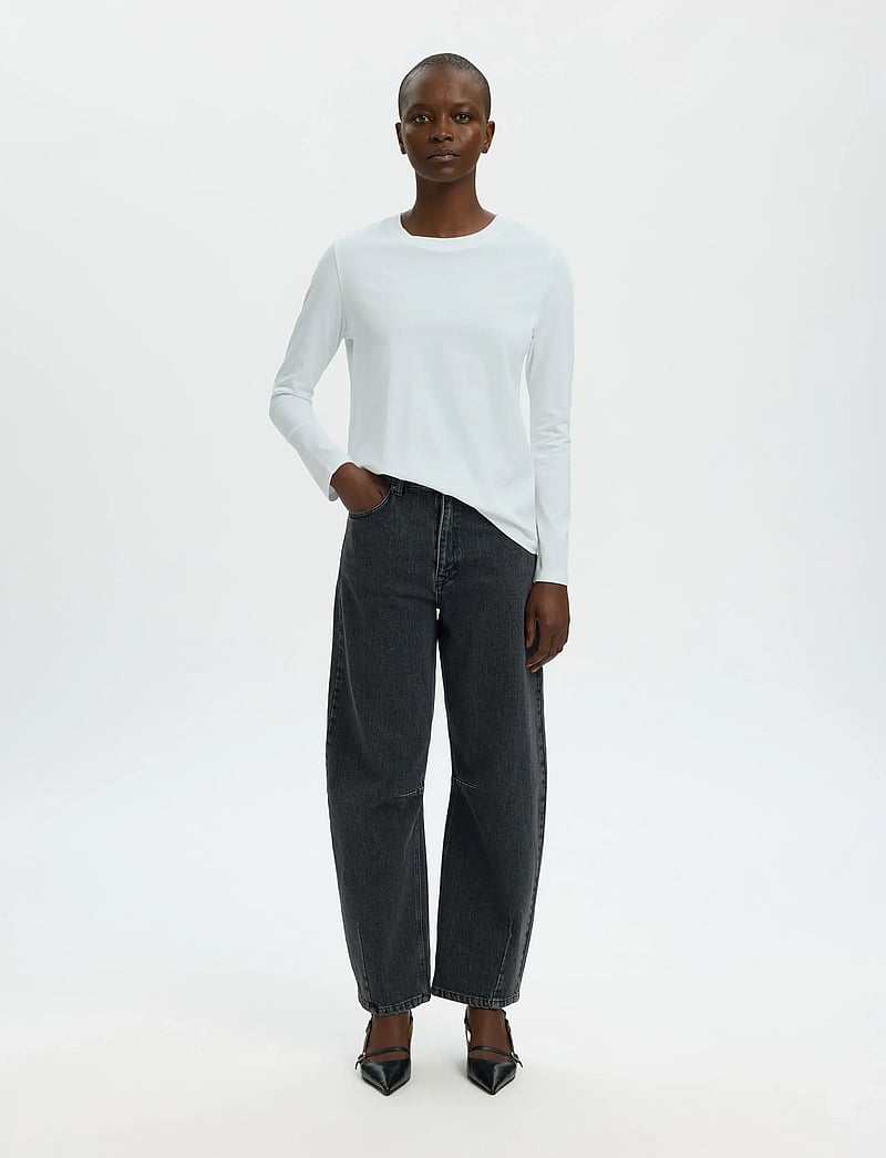 Selected - SLFESSENTIAL LS O-NECK TEE NOOS - long-sleeved tops - bright white - 3