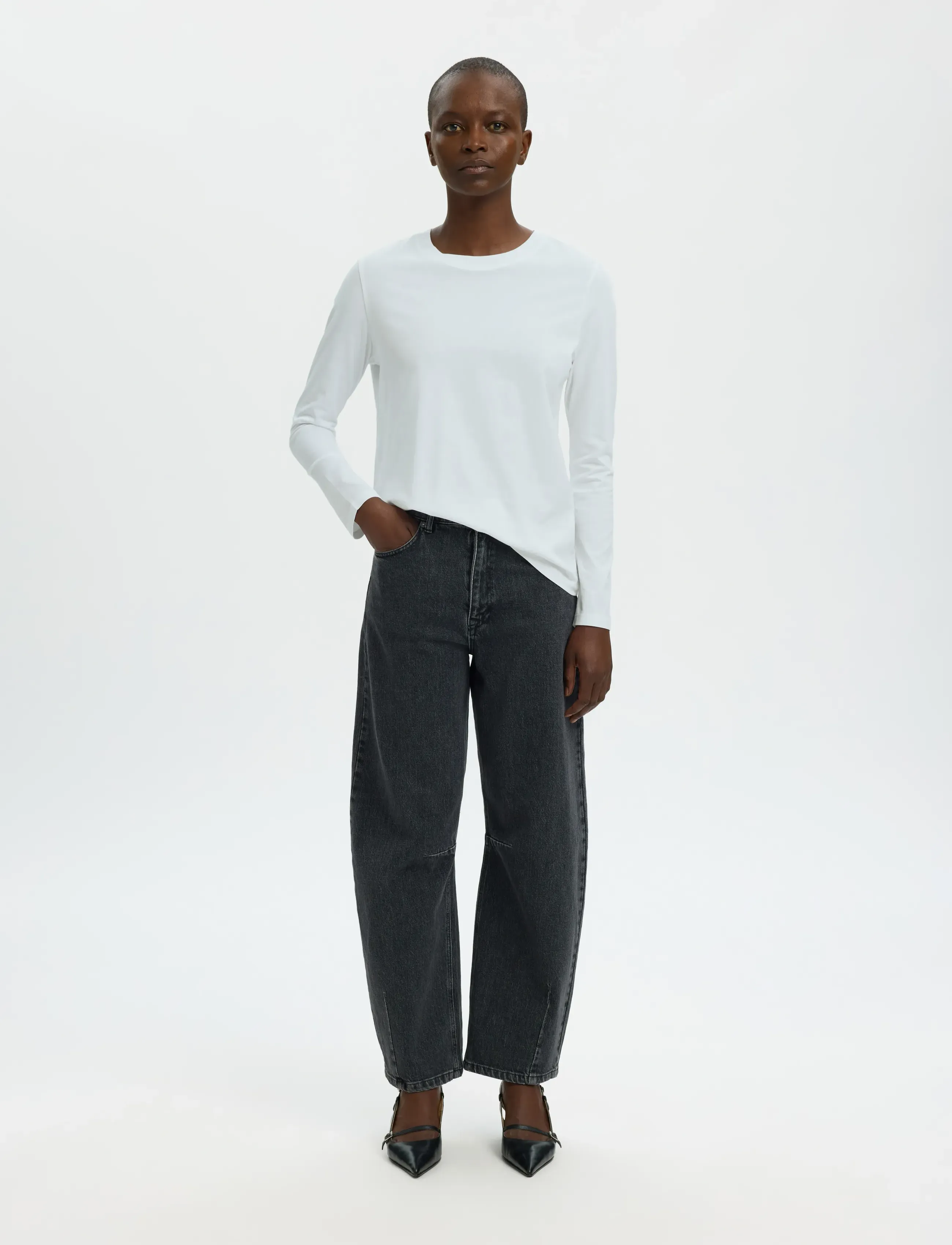 Selected - SLFESSENTIAL LS O-NECK TEE NOOS - bright white - 3