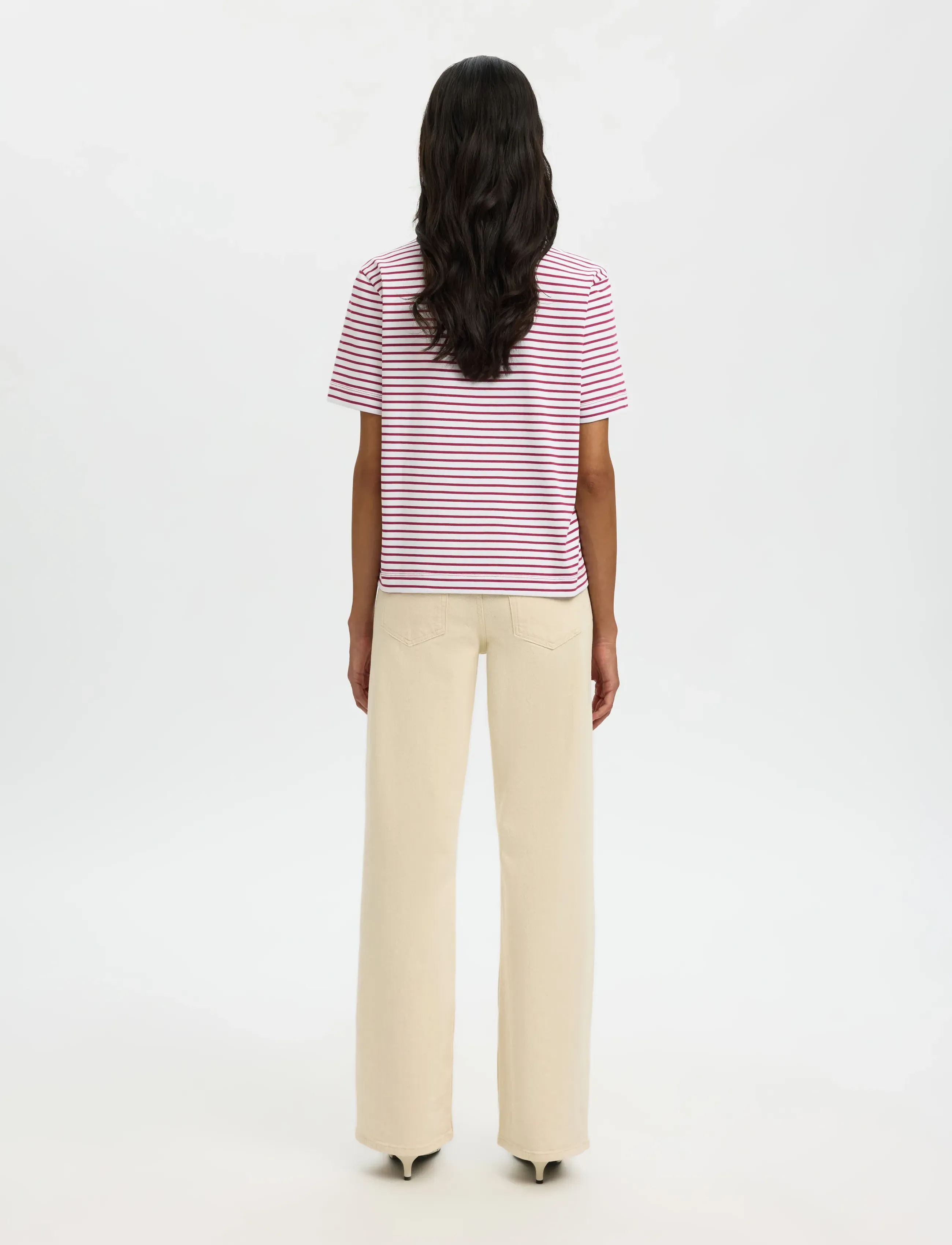 Selected - SLWESSENTIAL SS STRIPED BOXY TEE NOOS - t-shirts - anemone - 2