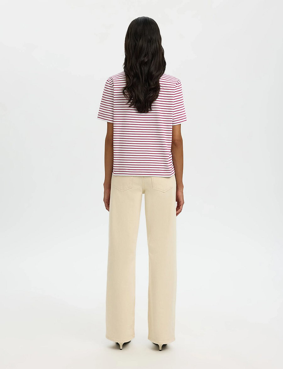 Selected - SLWESSENTIAL SS STRIPED BOXY TEE NOOS - t-shirts - anemone - 2