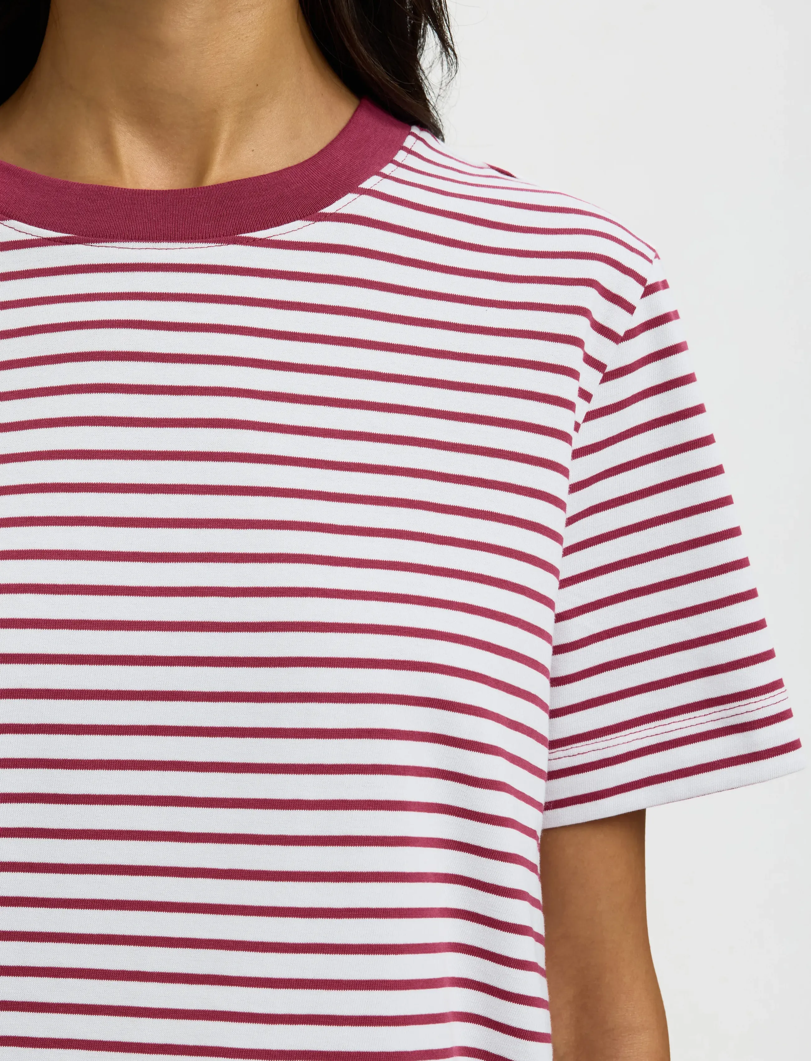 Selected - SLWESSENTIAL SS STRIPED BOXY TEE NOOS - t-shirts - anemone - 4