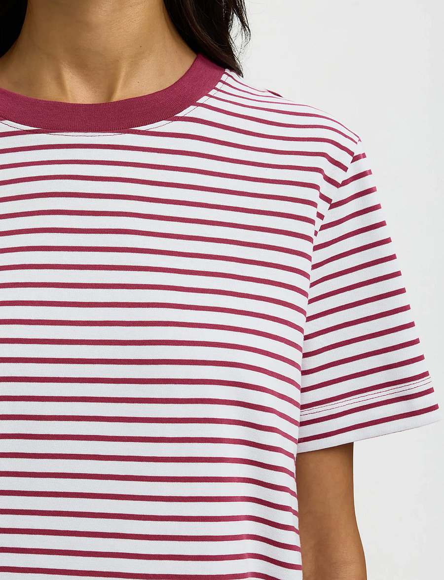 Selected - SLWESSENTIAL SS STRIPED BOXY TEE NOOS - t-shirts - anemone - 4
