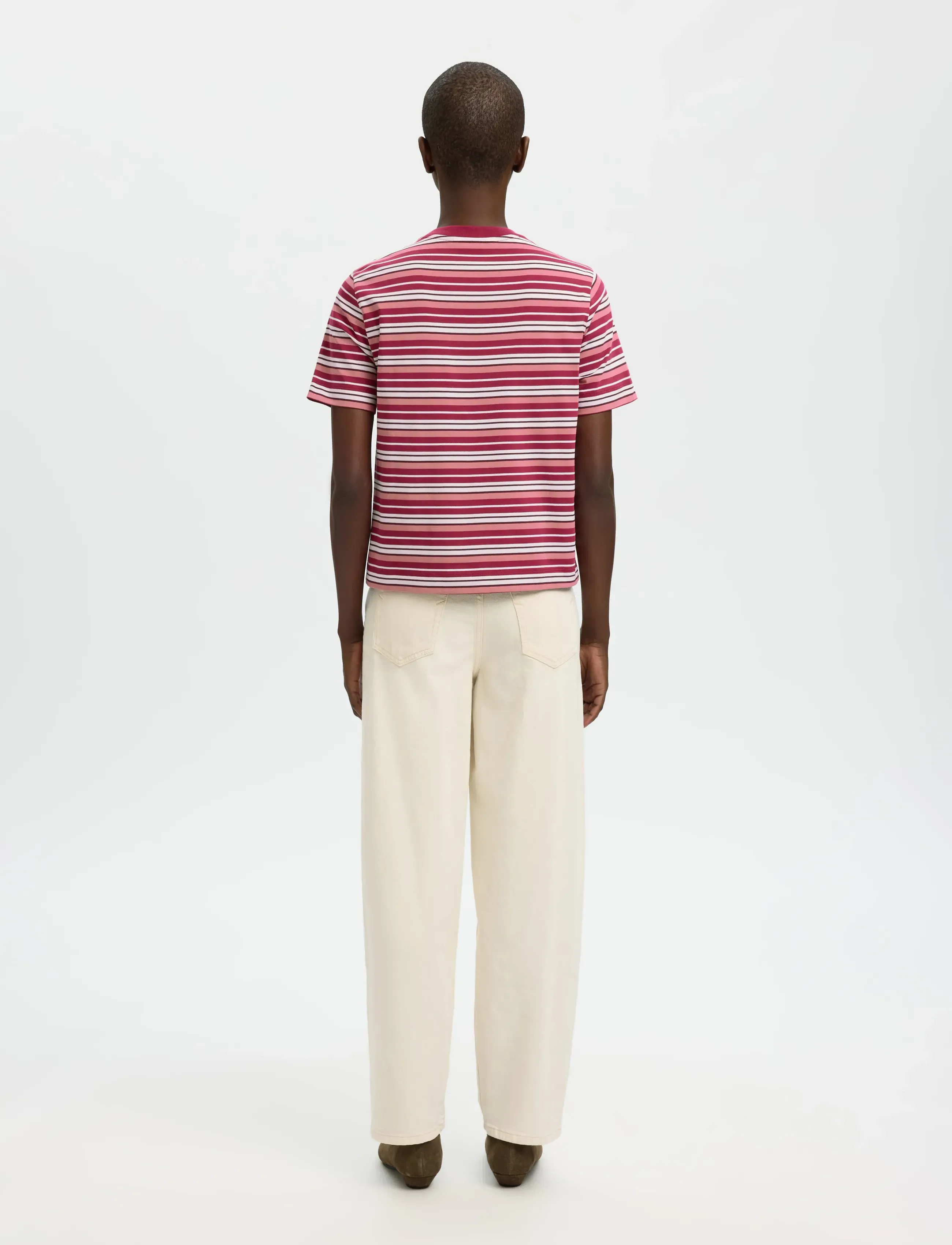 Selected - SLWESSENTIAL SS STRIPED BOXY TEE NOOS - t-shirts - anemone - 2
