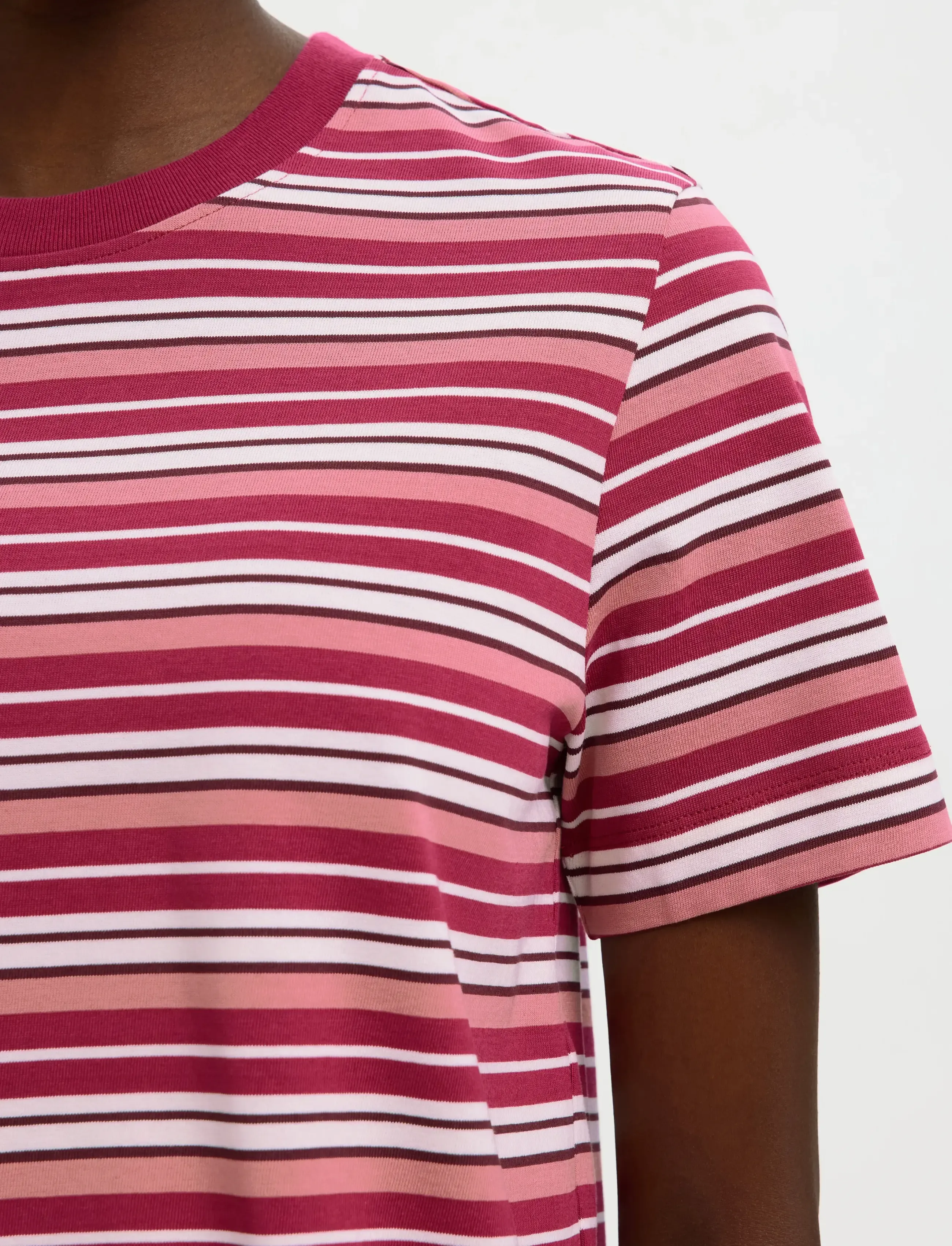 Selected - SLWESSENTIAL SS STRIPED BOXY TEE NOOS - t-shirts - anemone - 4