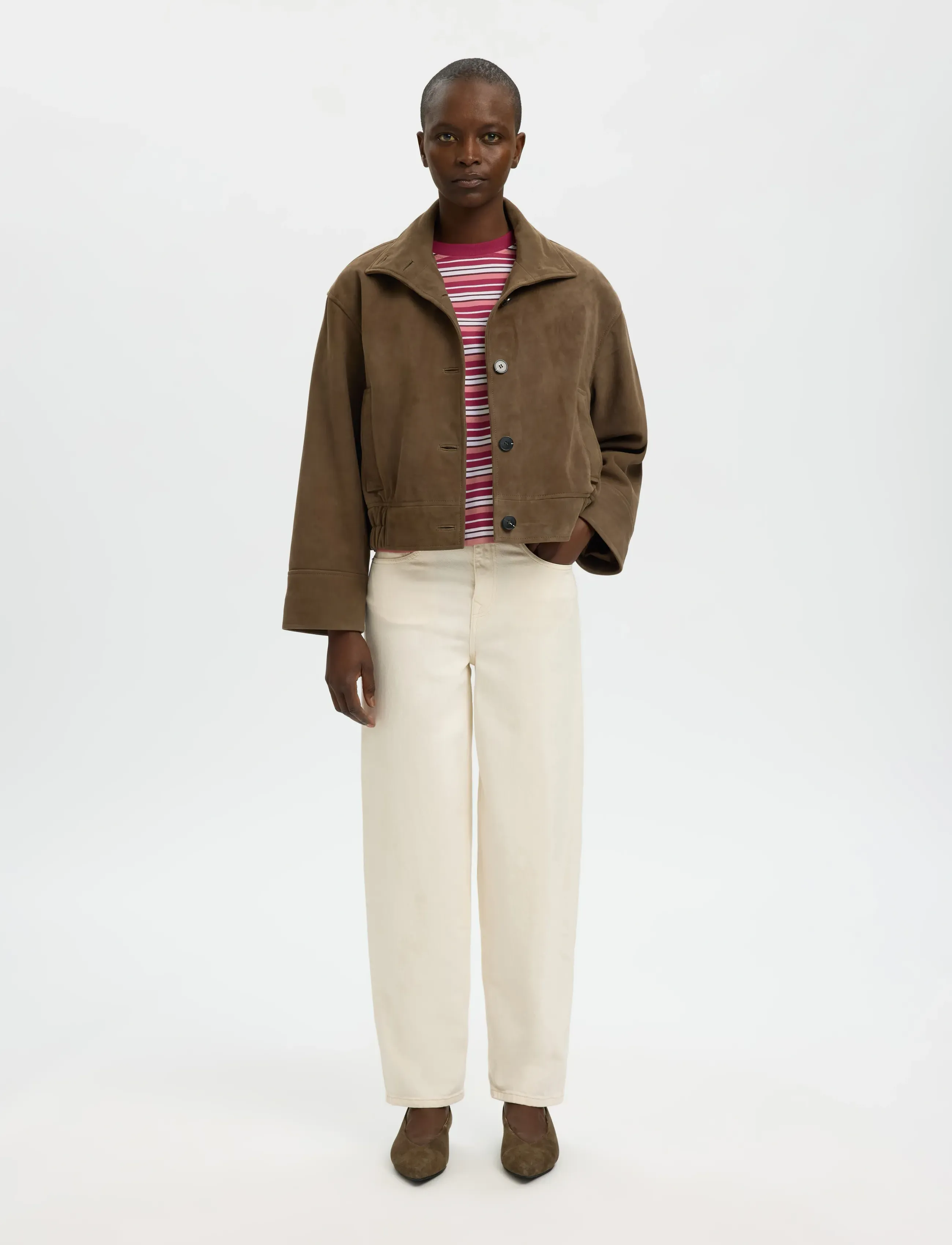 Selected - SLWESSENTIAL SS STRIPED BOXY TEE NOOS - t-shirts - anemone - 5