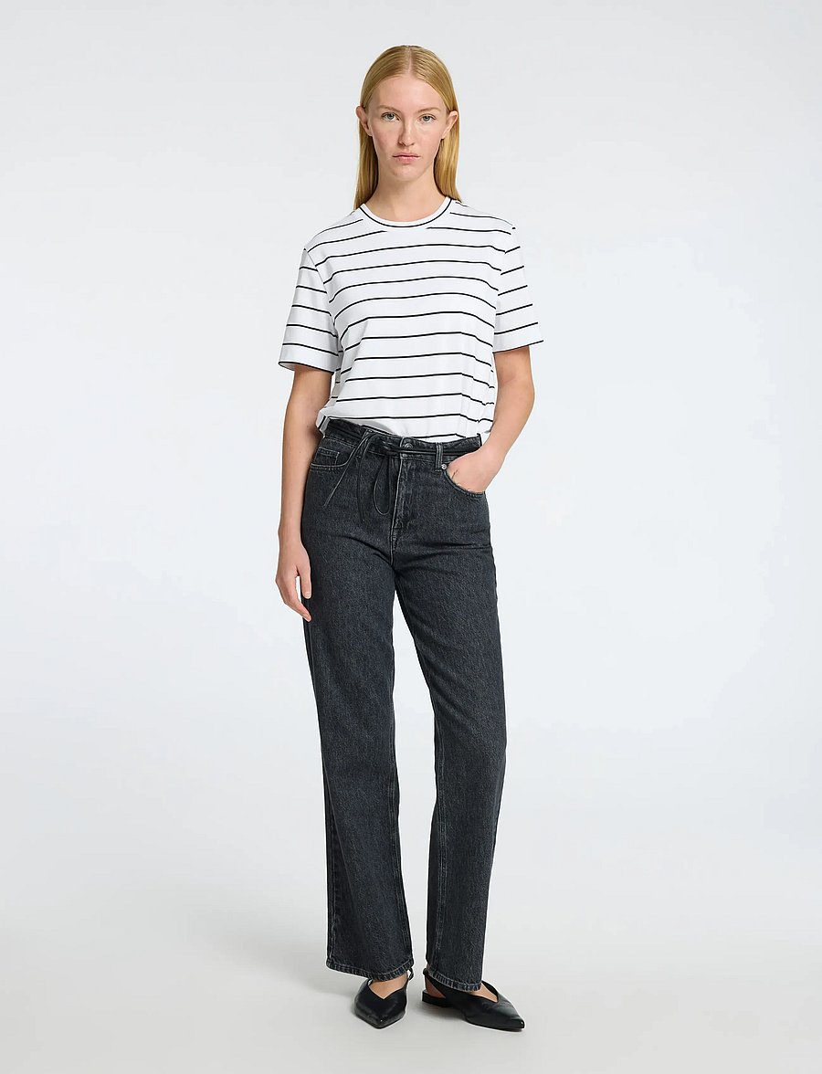 Selected - SLWESSENTIAL SS STRIPED BOXY TEE NOOS - t-shirts - bright white - 3